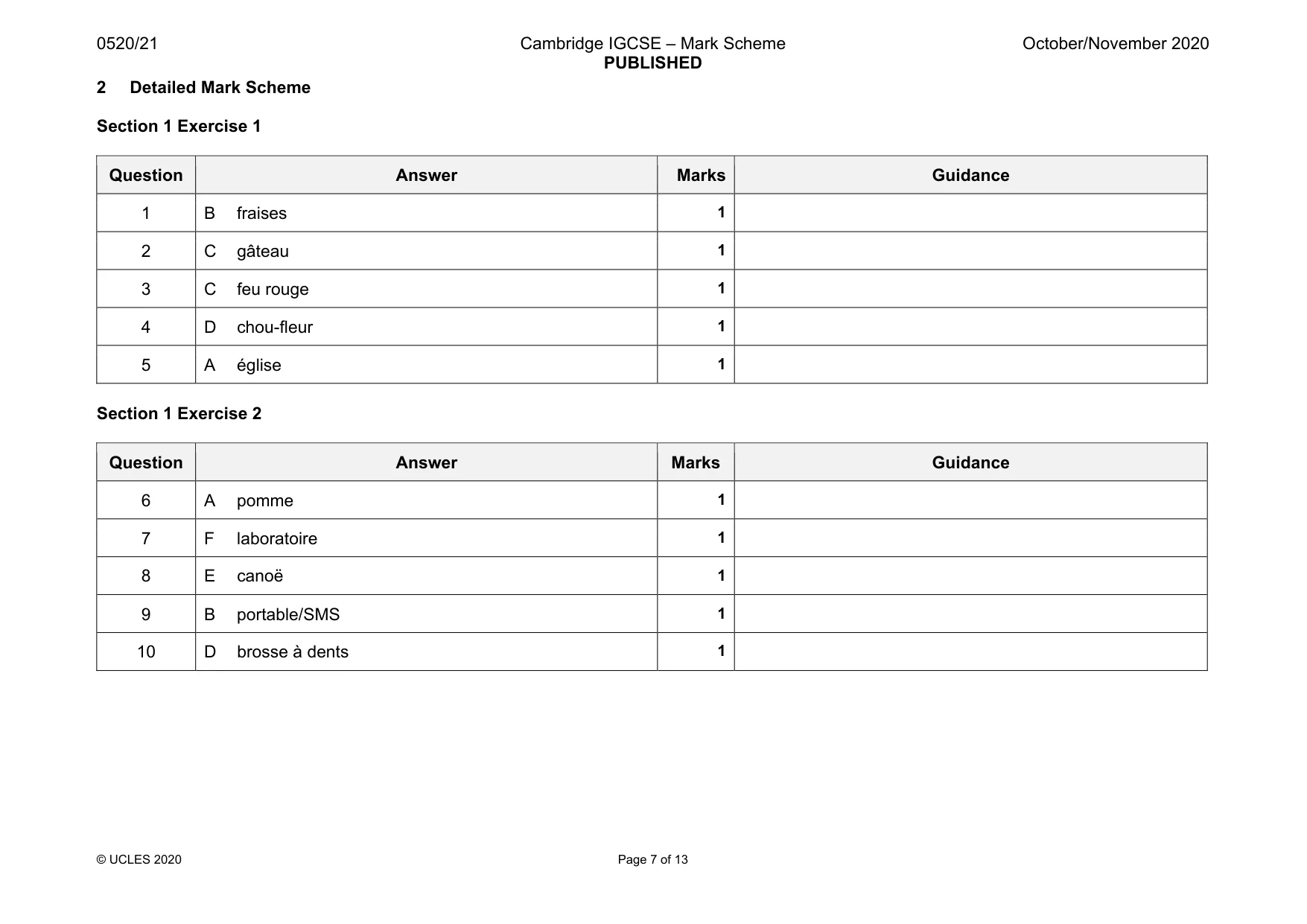 Mark scheme, page 7 of 13