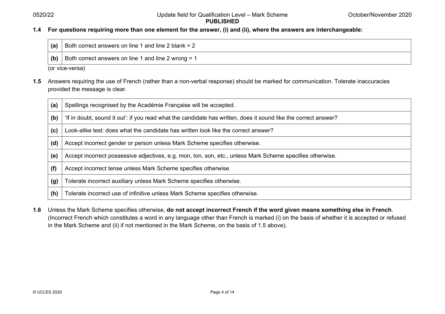 Mark scheme, page 4 of 14