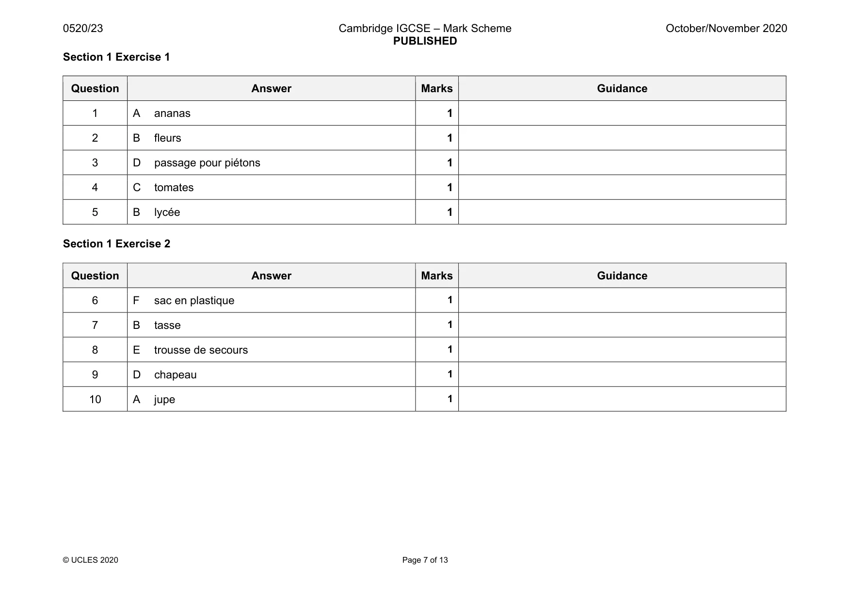 Mark scheme, page 7 of 13