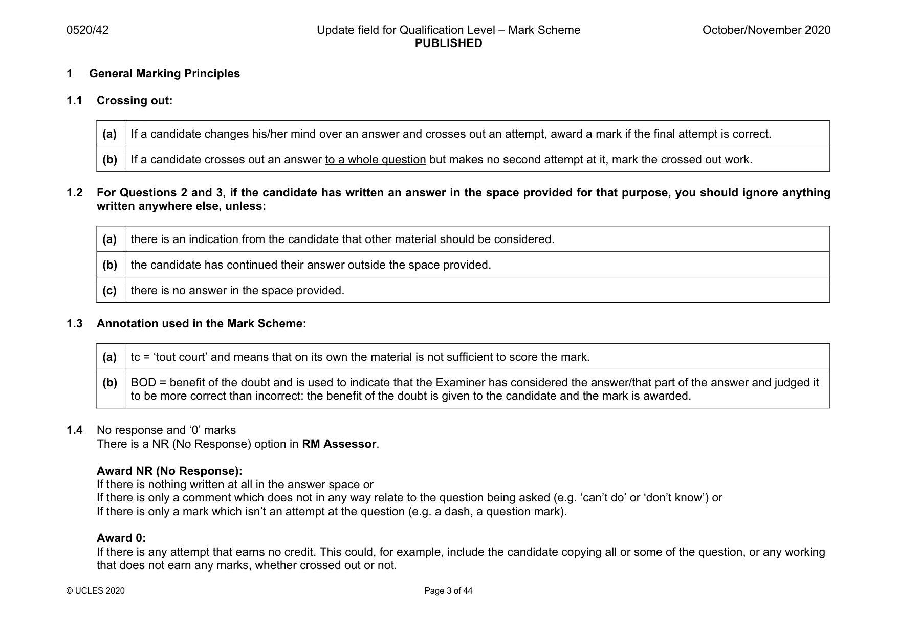 Mark scheme, page 3 of 44
