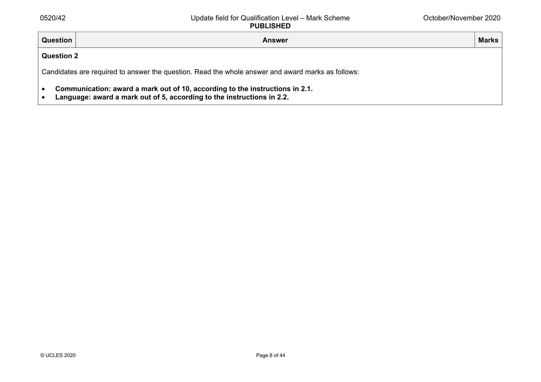 Mark scheme, page 8 of 44
