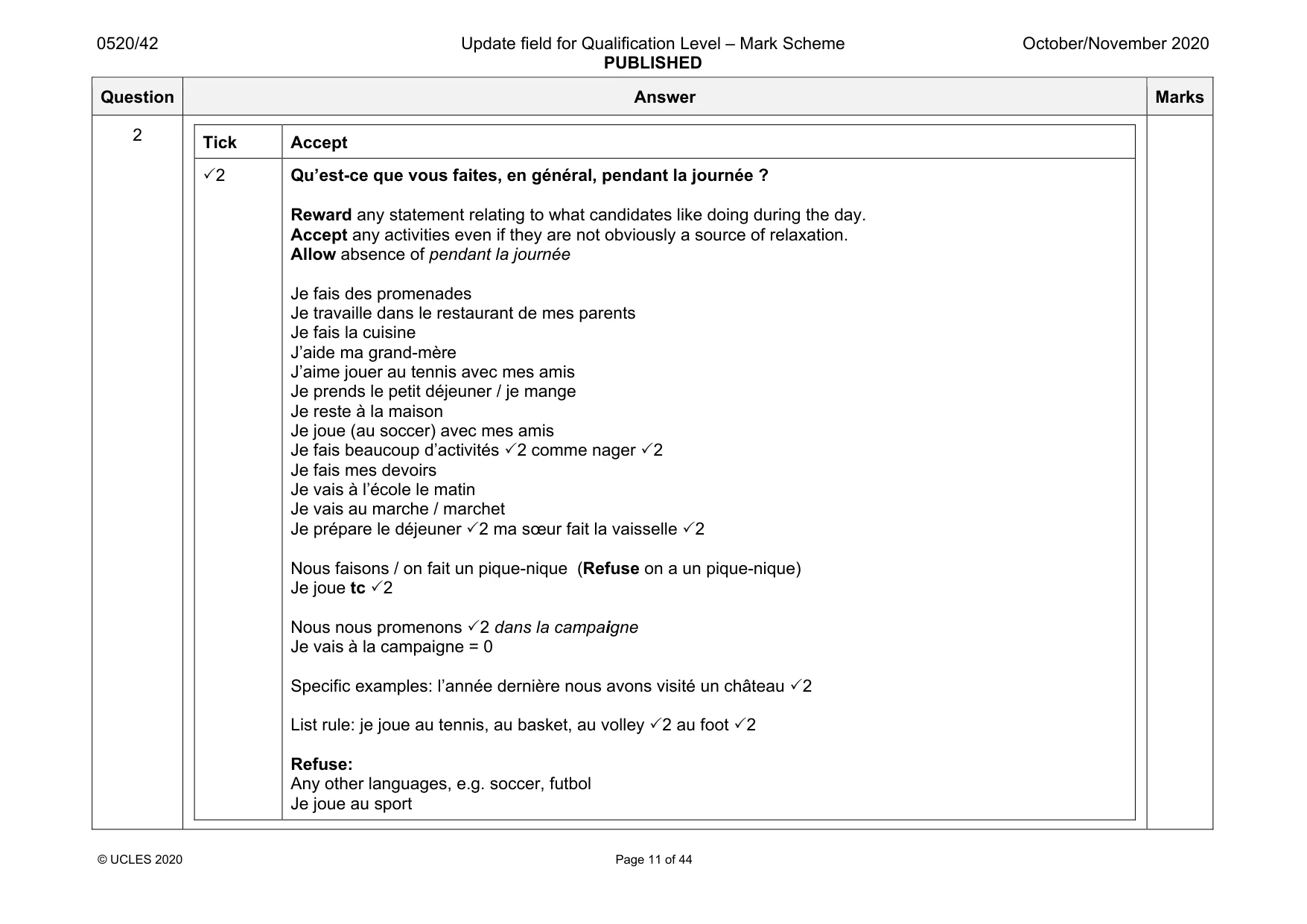 Mark scheme, page 11 of 44