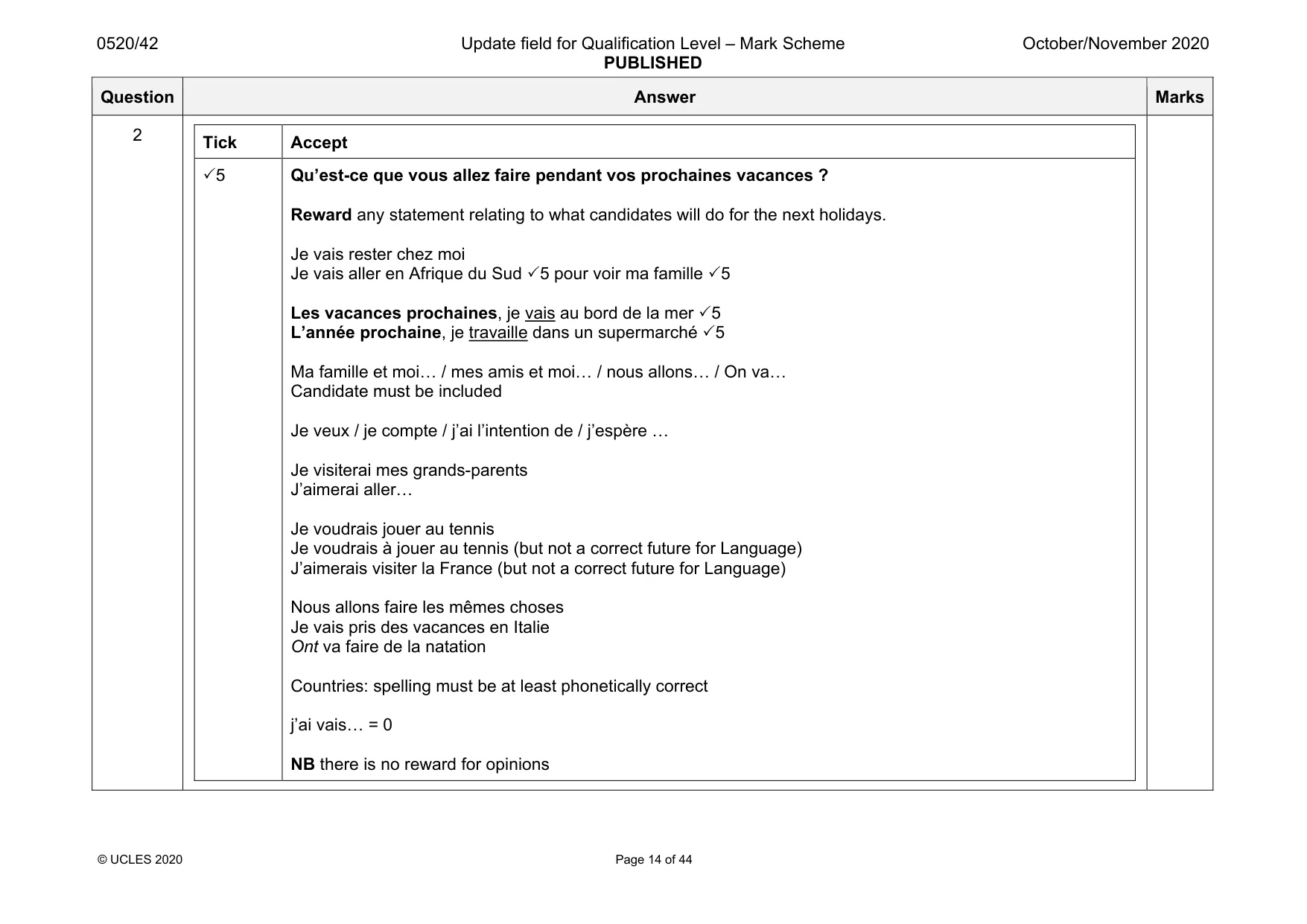 Mark scheme, page 14 of 44