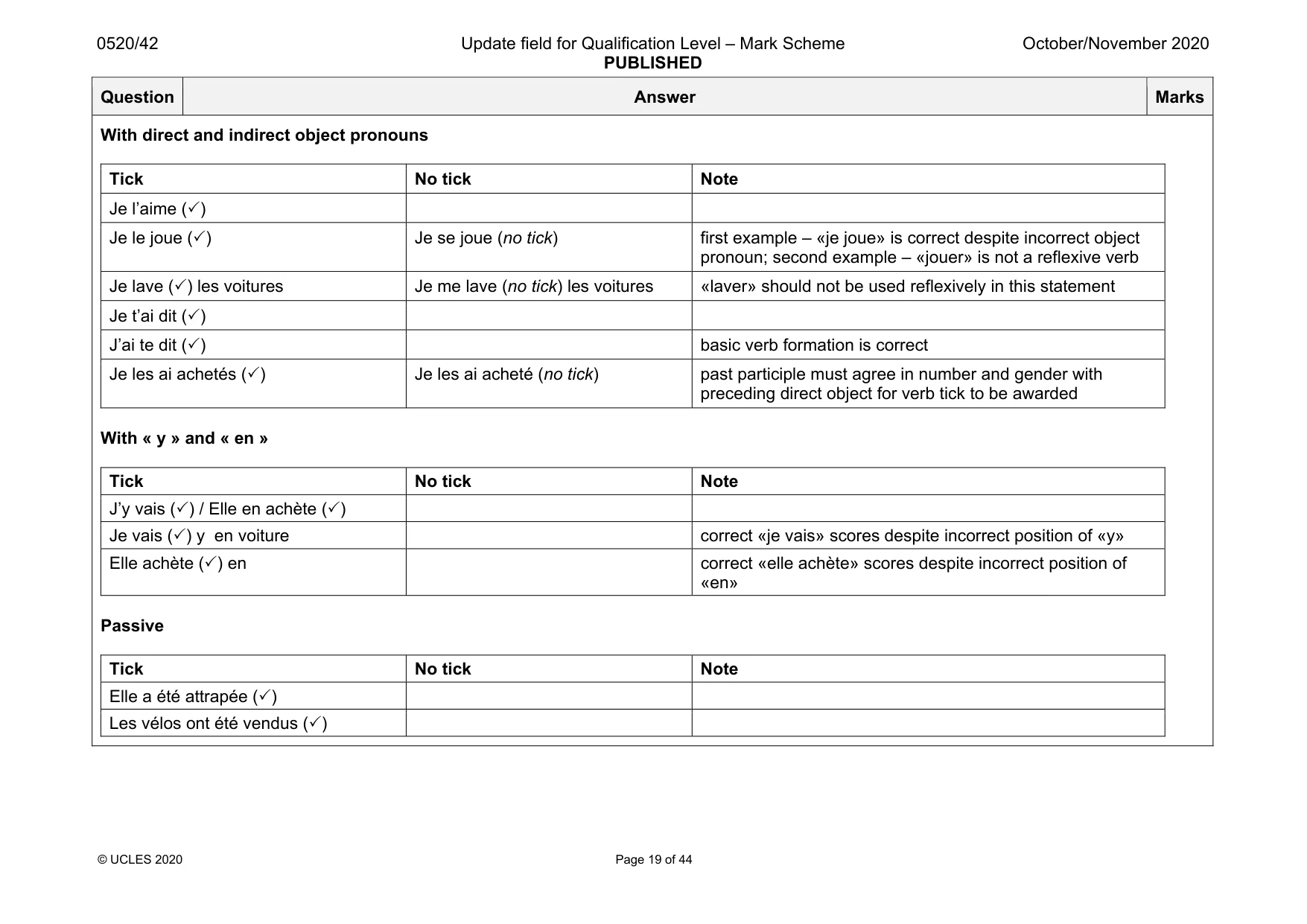 Mark scheme, page 19 of 44