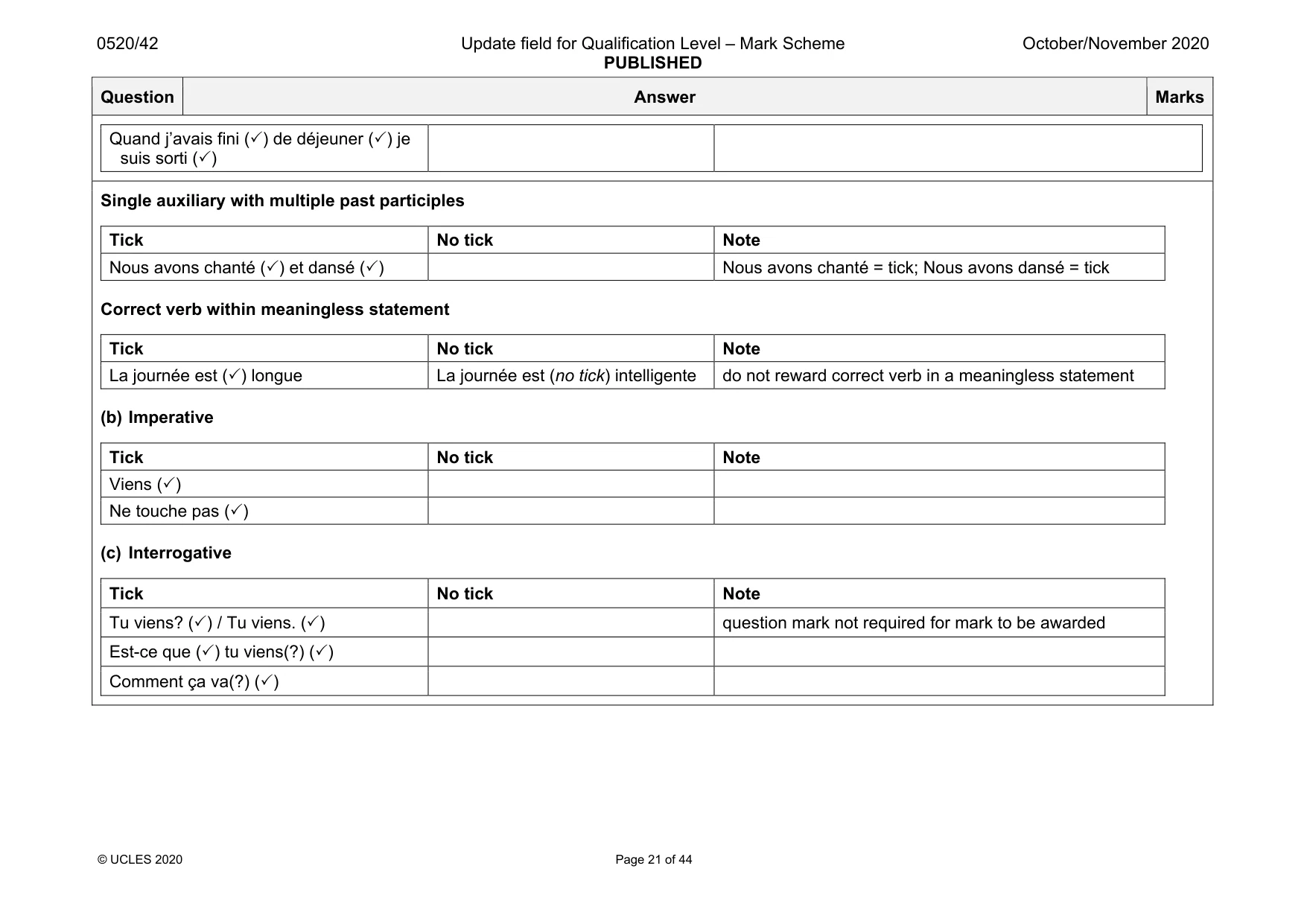Mark scheme, page 21 of 44