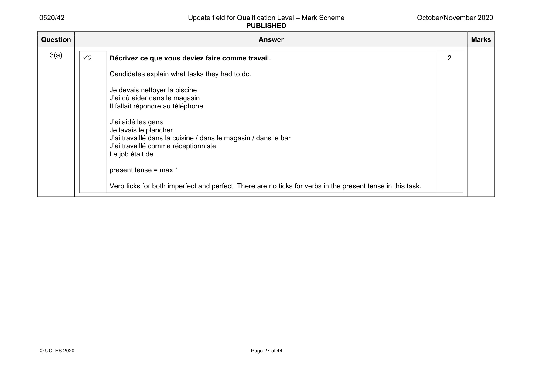Mark scheme, page 27 of 44