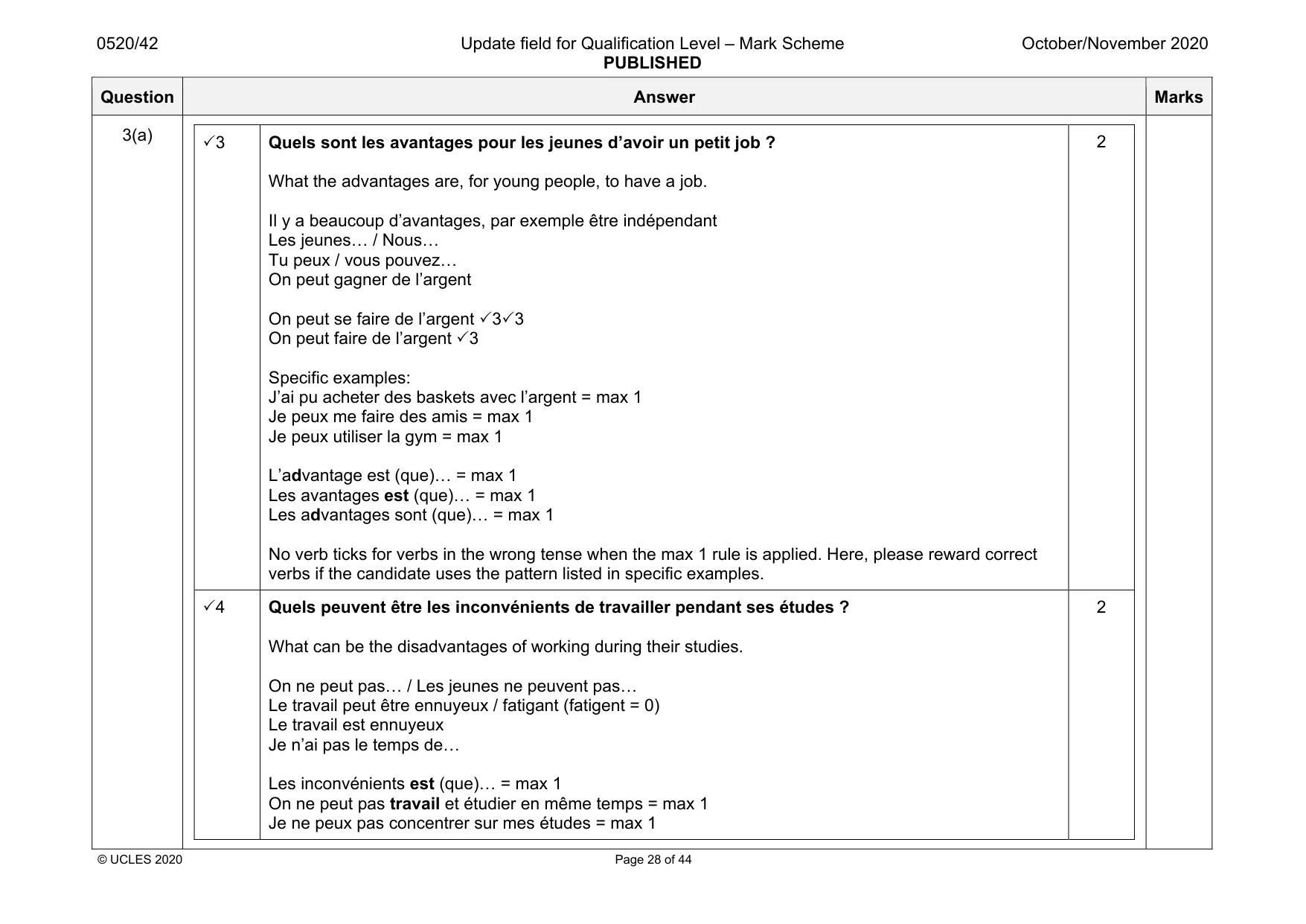 Mark scheme, page 28 of 44