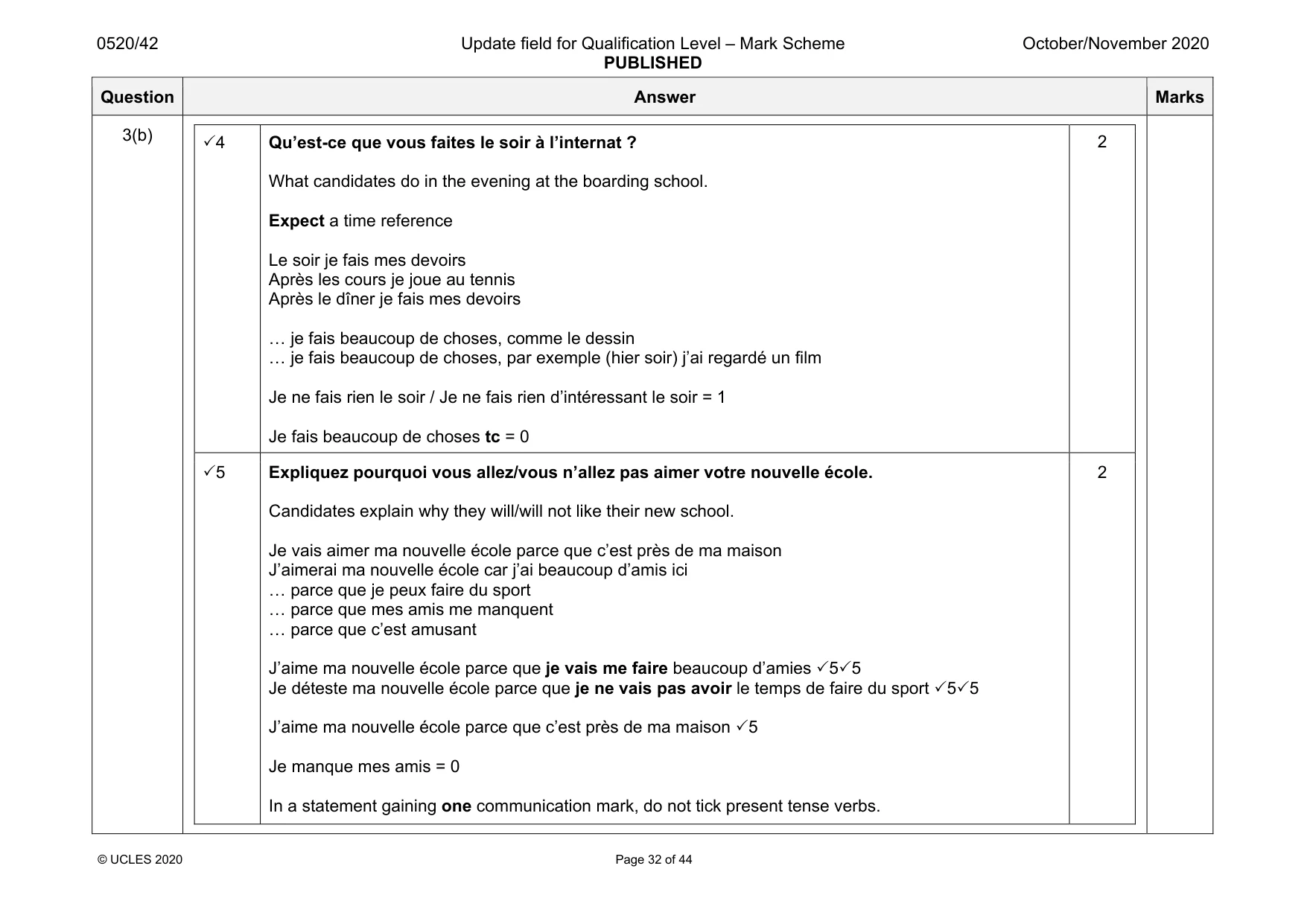 Mark scheme, page 32 of 44