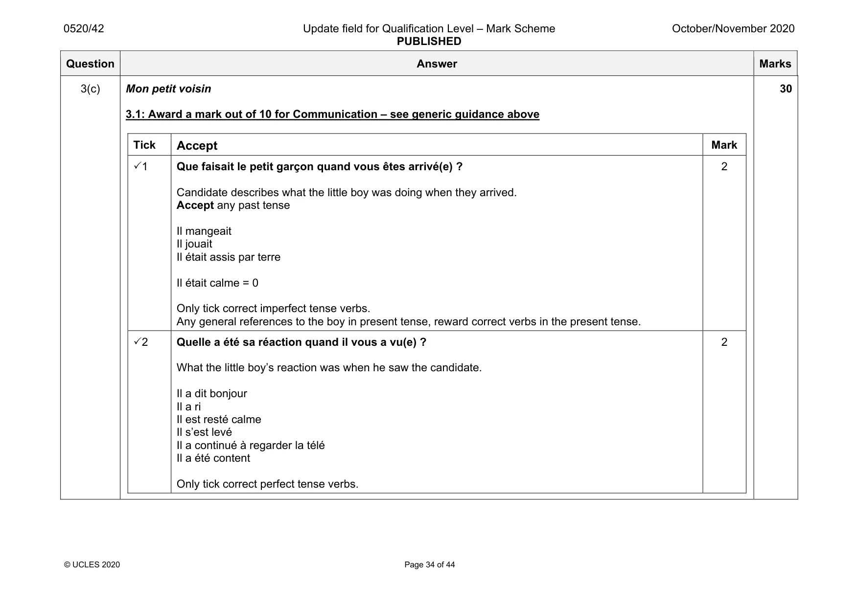Mark scheme, page 34 of 44
