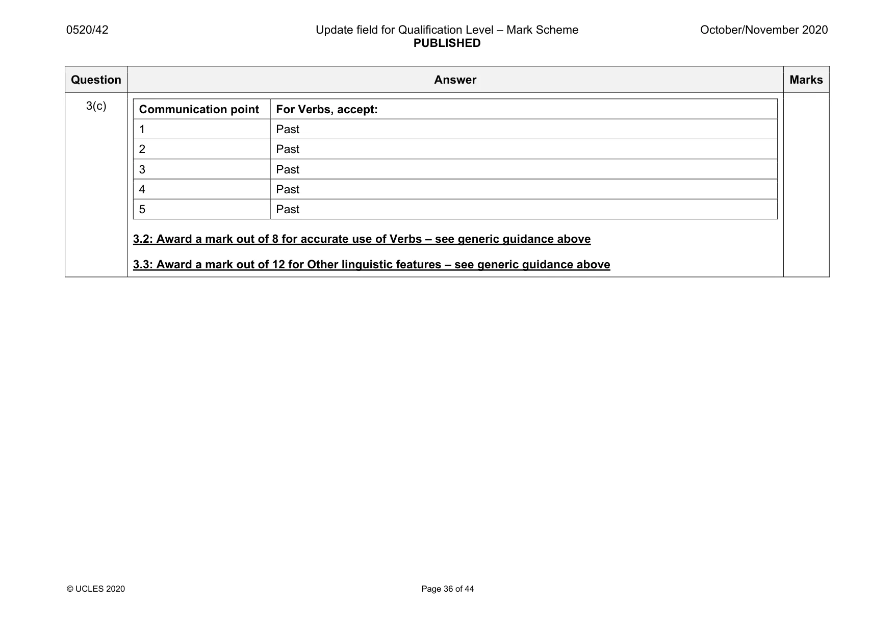 Mark scheme, page 36 of 44