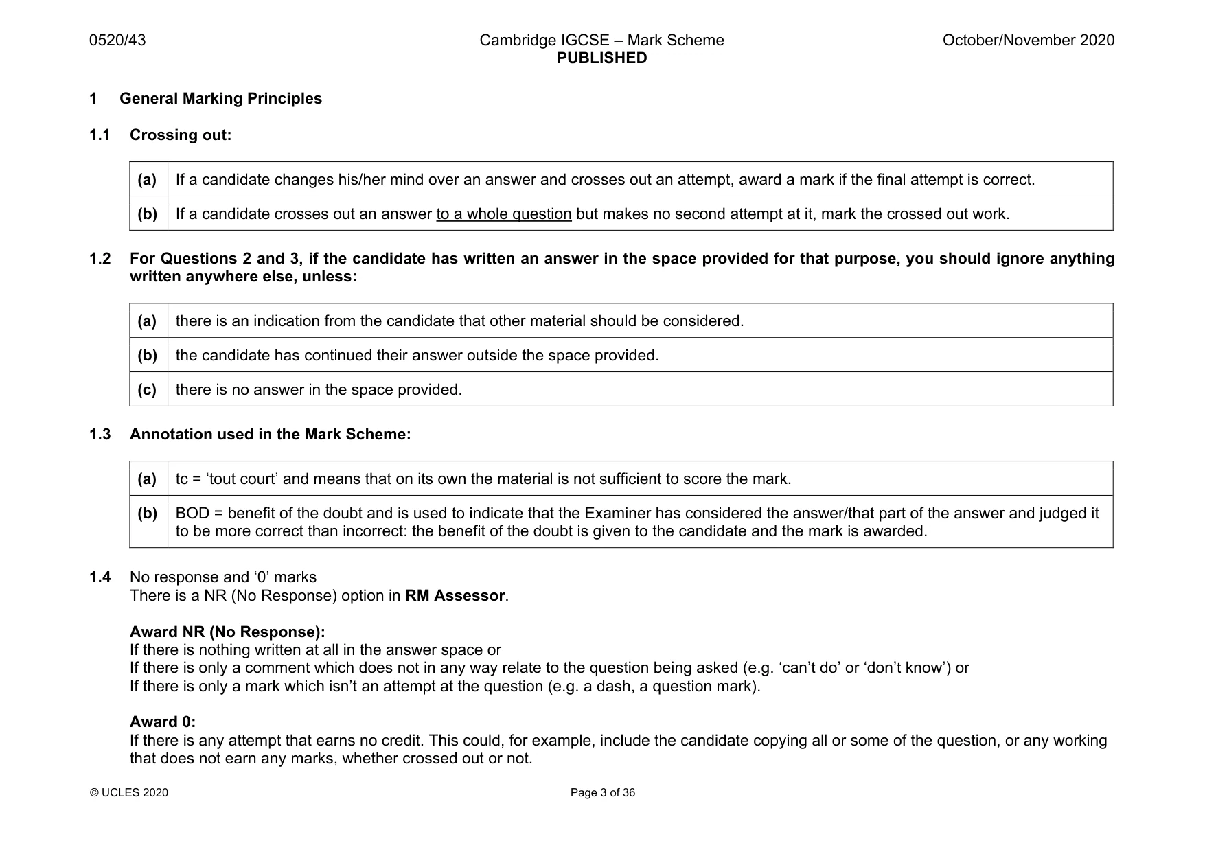 Mark scheme, page 3 of 36