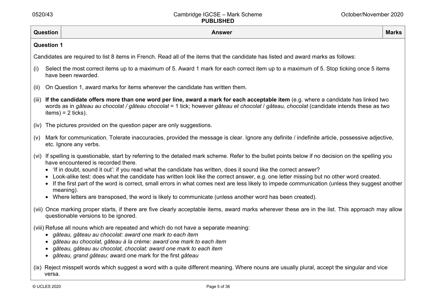 Mark scheme, page 5 of 36
