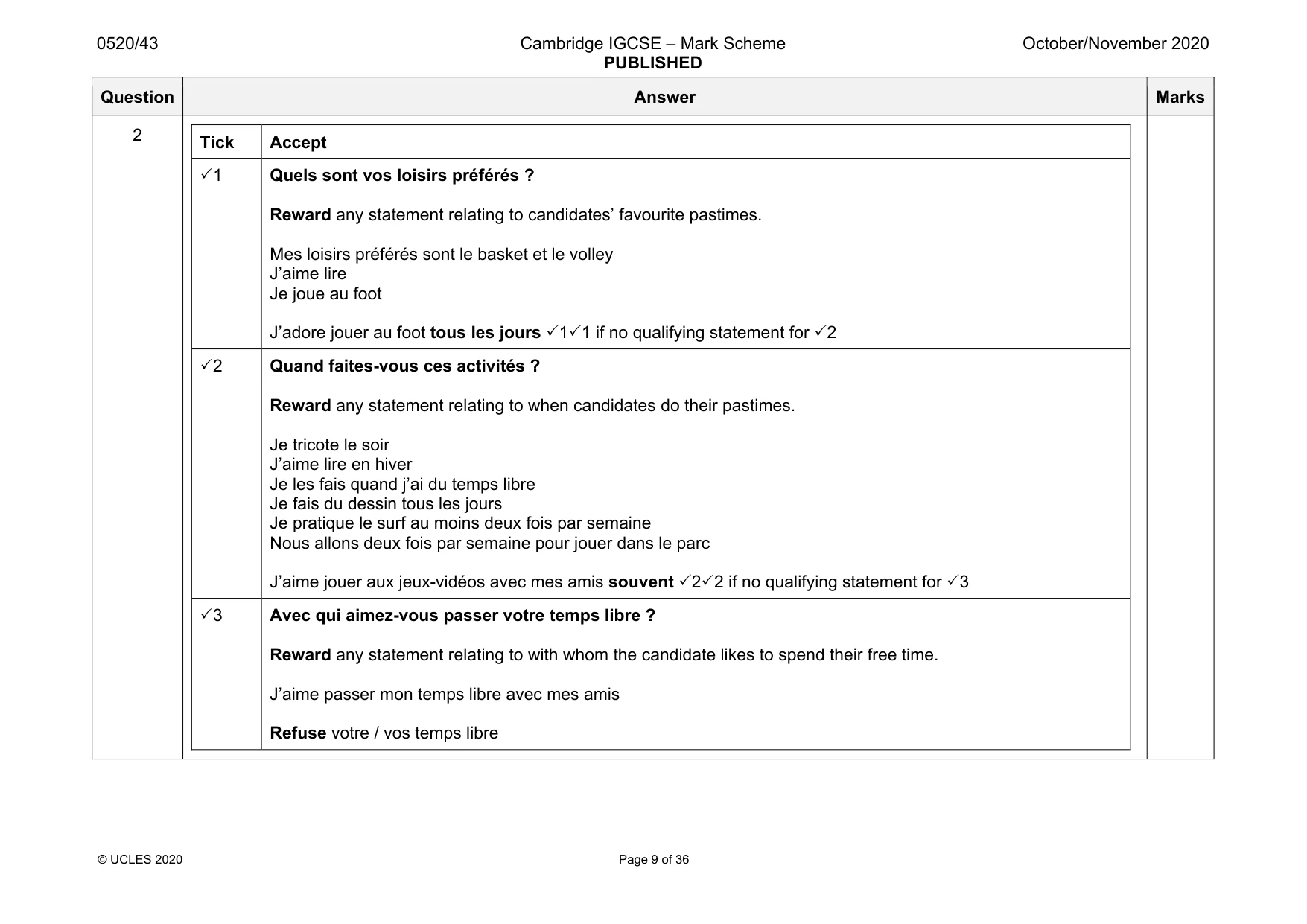 Mark scheme, page 9 of 36