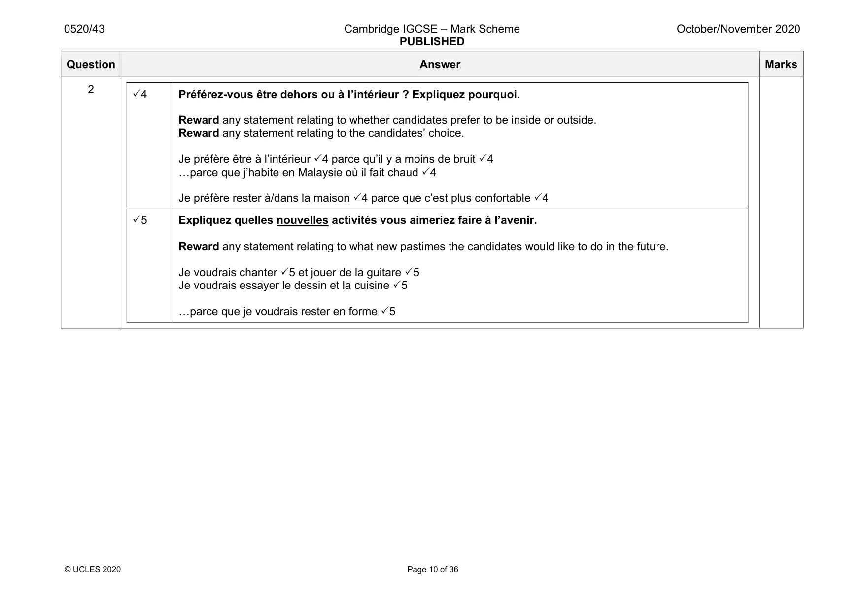 Mark scheme, page 10 of 36