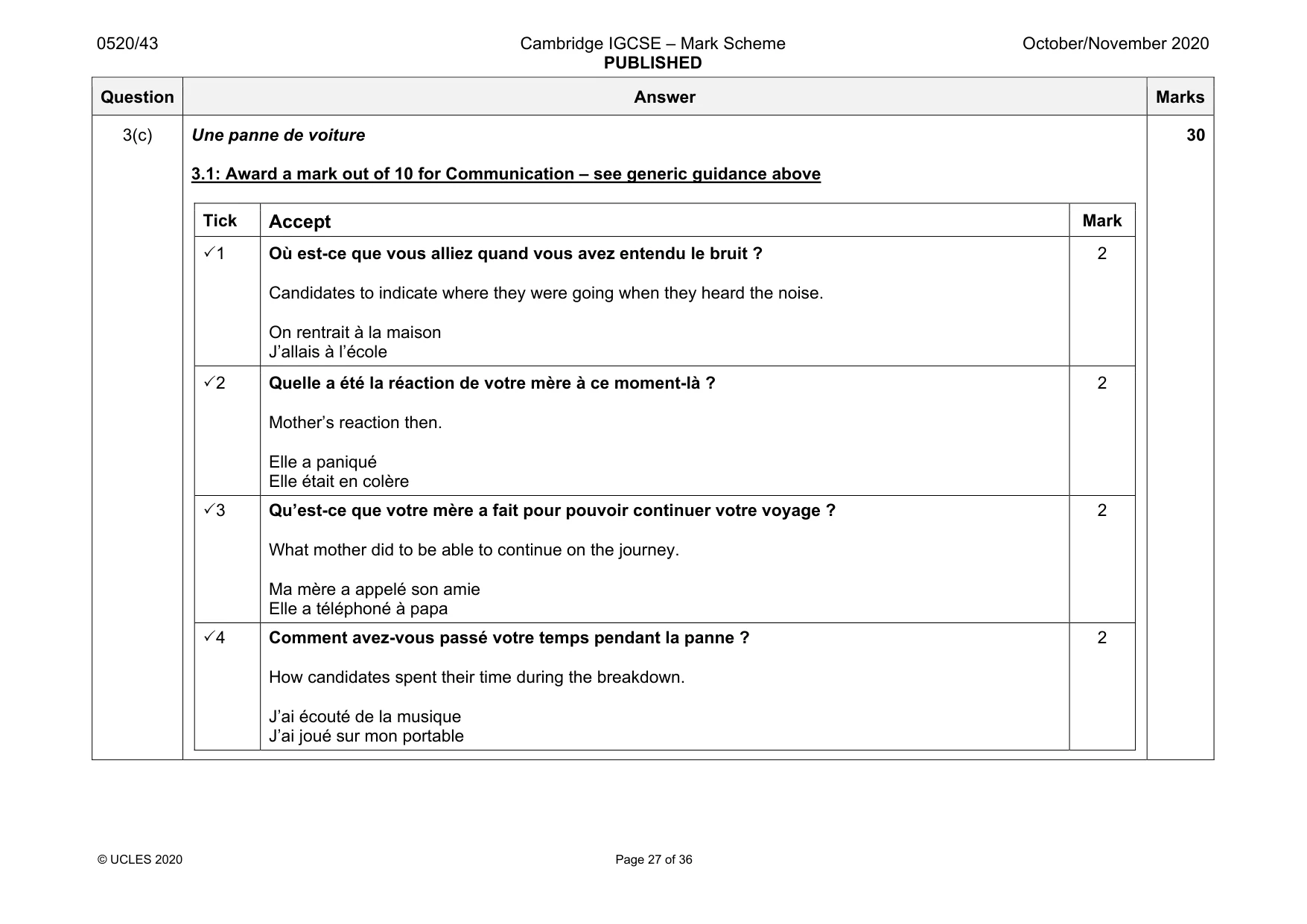 Mark scheme, page 27 of 36