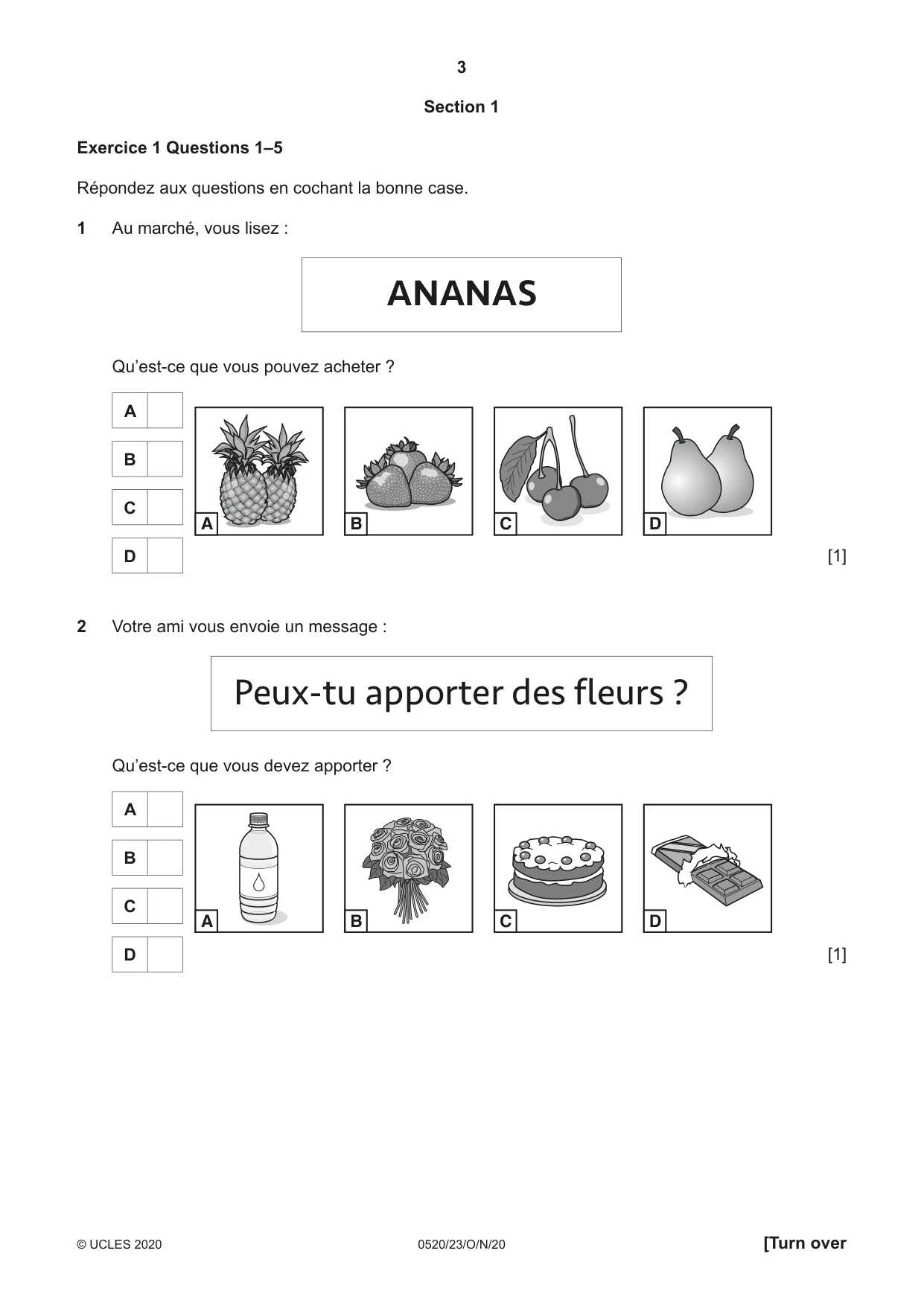 Cambridge IGCSE French - Foreign Language 0520 2020 Oct/Nov Paper 2 · Variant 3 question paper, page 3 of 16