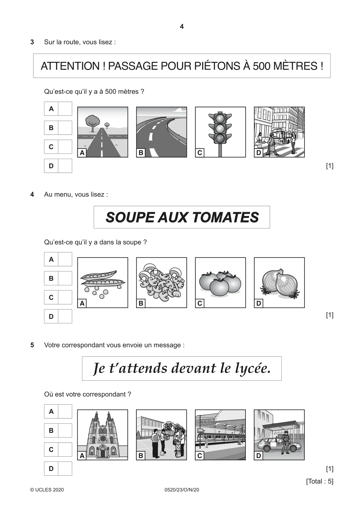 Cambridge IGCSE French - Foreign Language 0520 2020 Oct/Nov Paper 2 · Variant 3 question paper, page 4 of 16