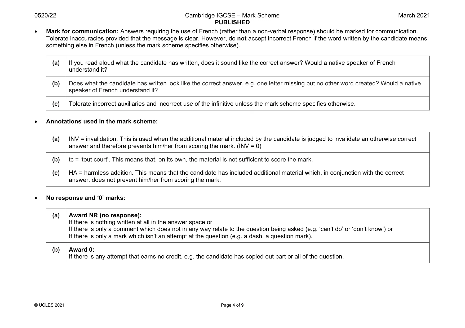 Mark scheme, page 4 of 9