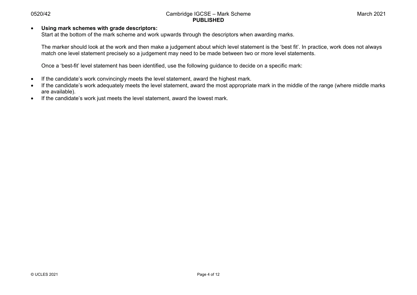 Mark scheme, page 4 of 12