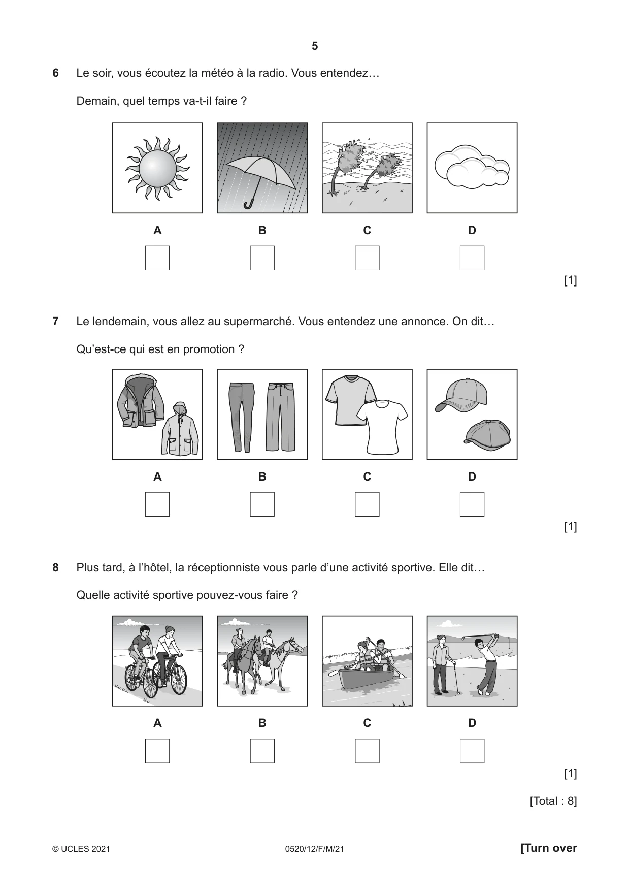 Cambridge IGCSE French - Foreign Language 0520 2021 Feb/March Paper 1 · Variant 2 question paper, page 5 of 16