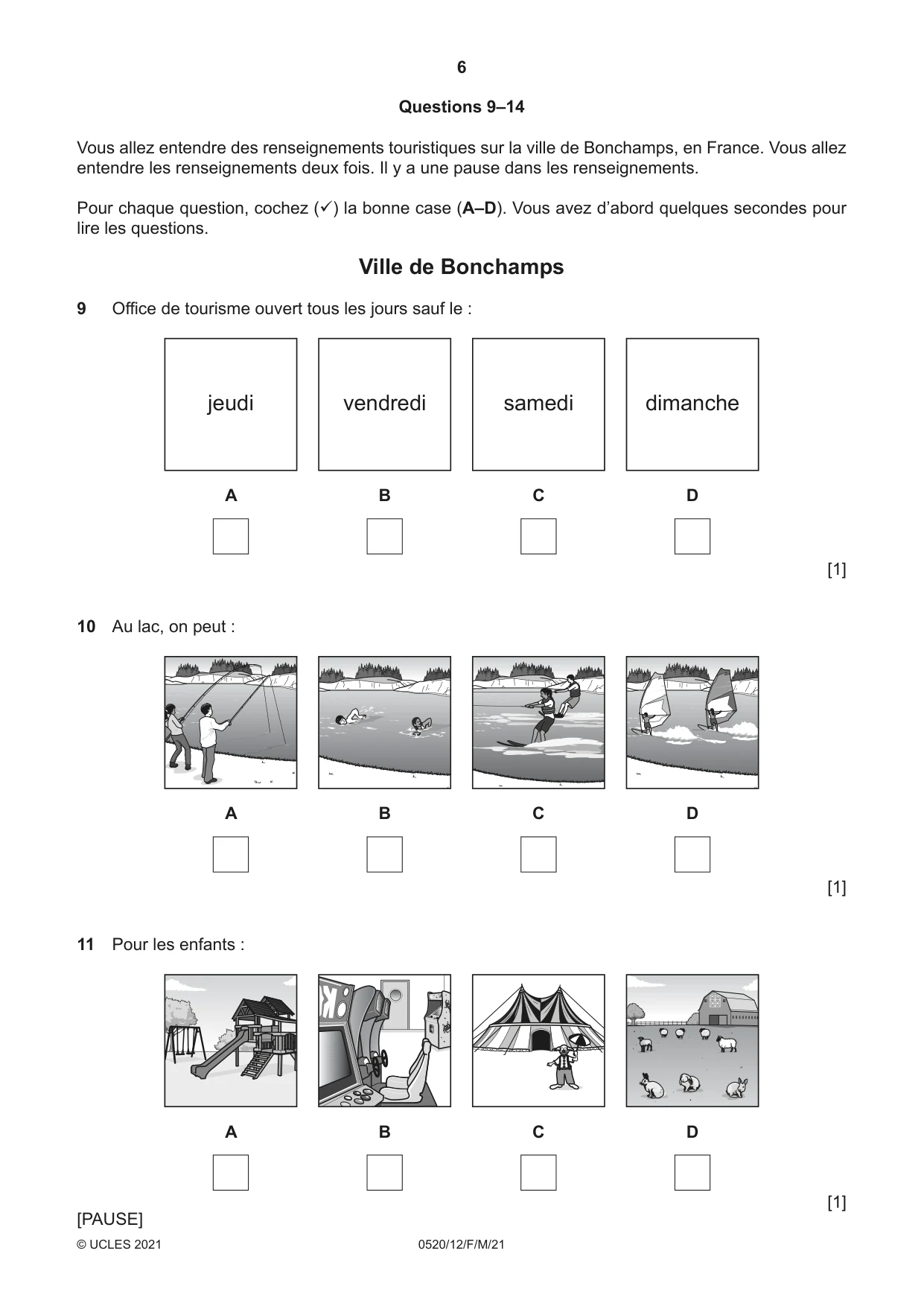 Cambridge IGCSE French - Foreign Language 0520 2021 Feb/March Paper 1 · Variant 2 question paper, page 6 of 16