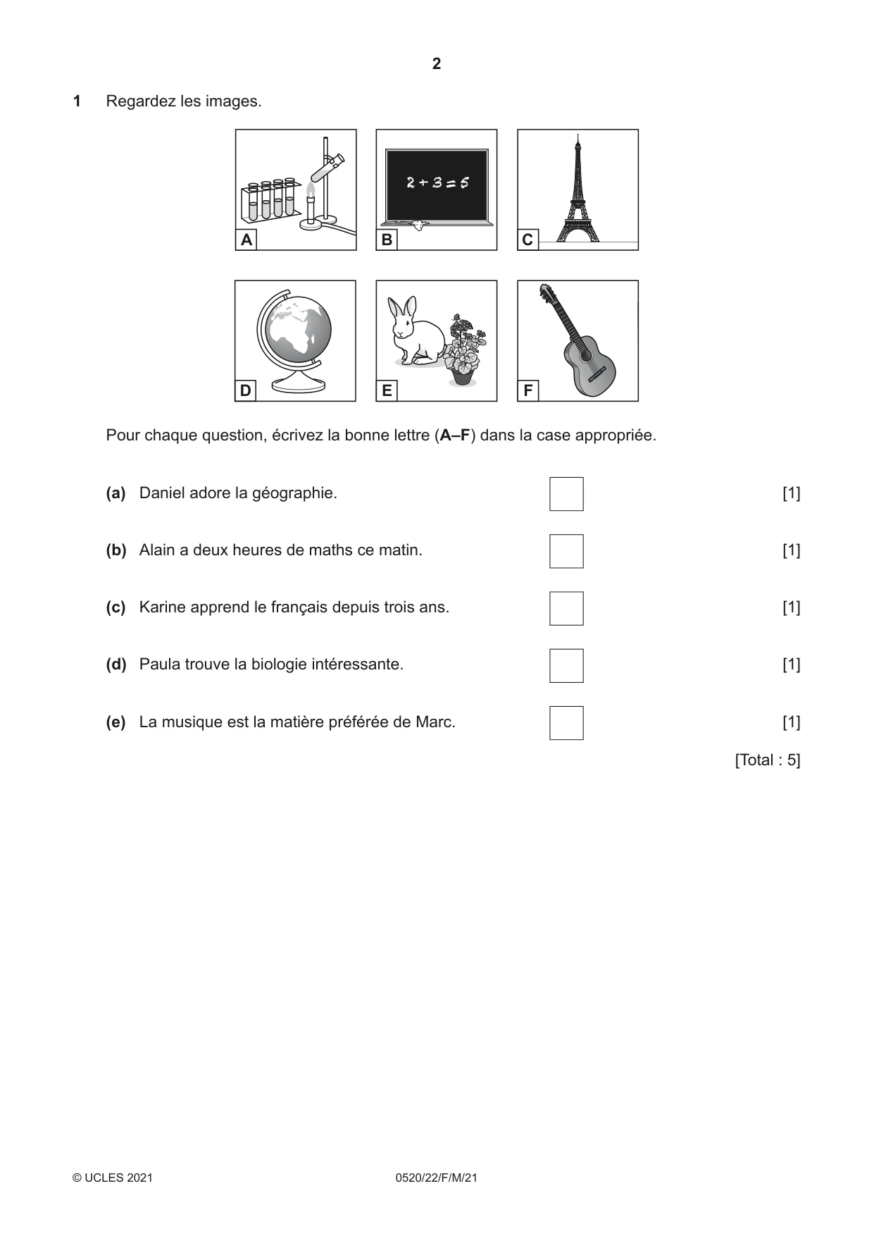 Cambridge IGCSE French - Foreign Language 0520 2021 Feb/March Paper 2 · Variant 2 question paper, page 2 of 12