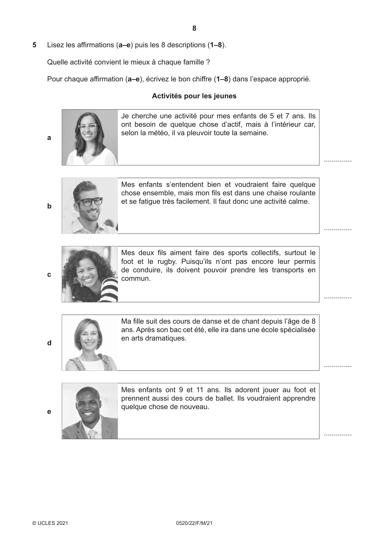 Cambridge IGCSE French - Foreign Language 0520 2021 Feb/March Paper 2 · Variant 2 question paper, page 8 of 12