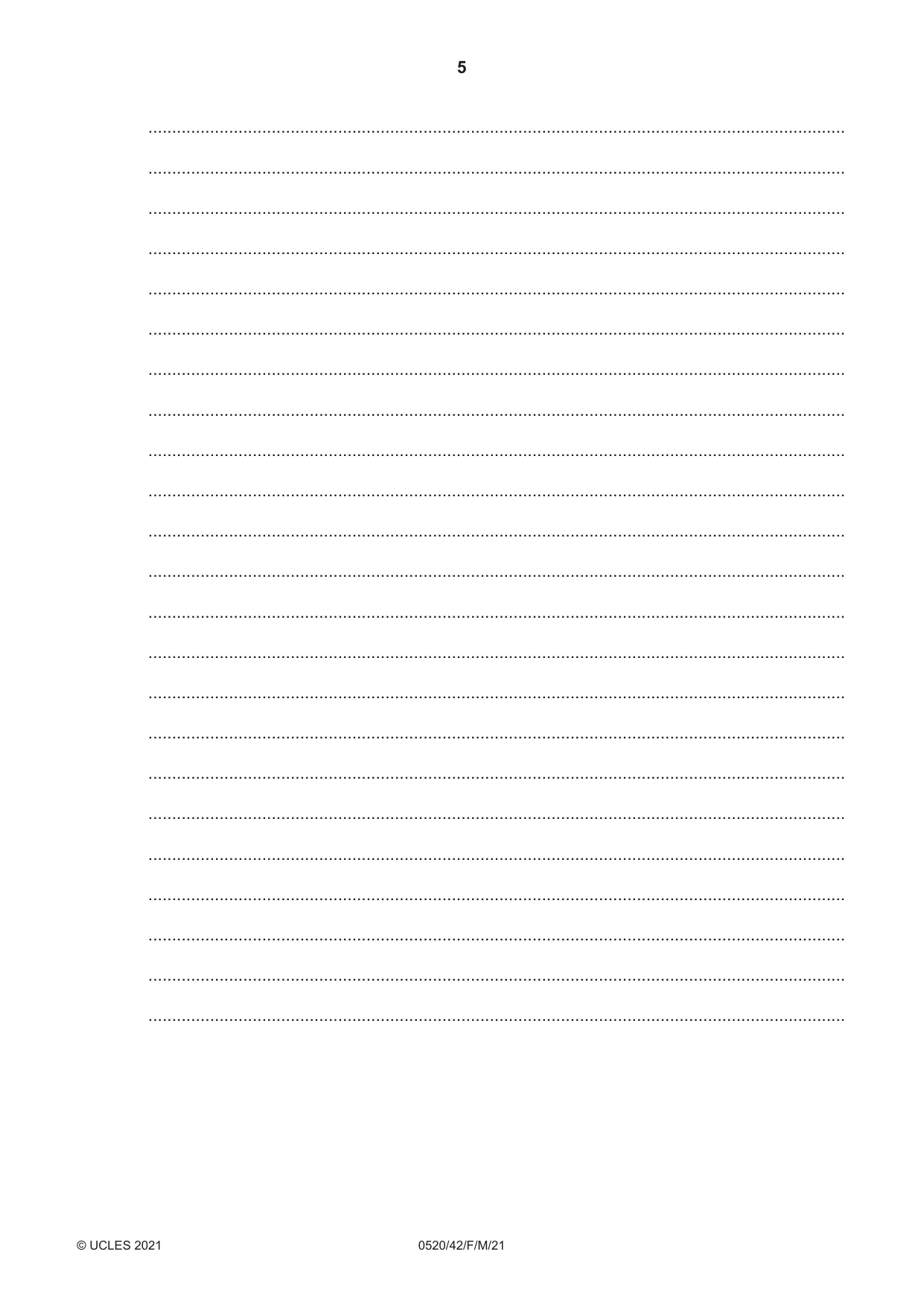 Cambridge IGCSE French - Foreign Language 0520 2021 Feb/March Paper 4 · Variant 2 question paper, page 5 of 8
