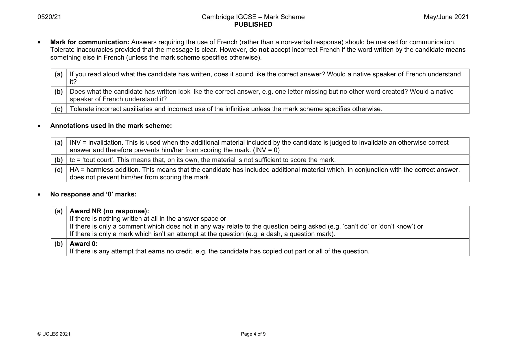 Mark scheme, page 4 of 9
