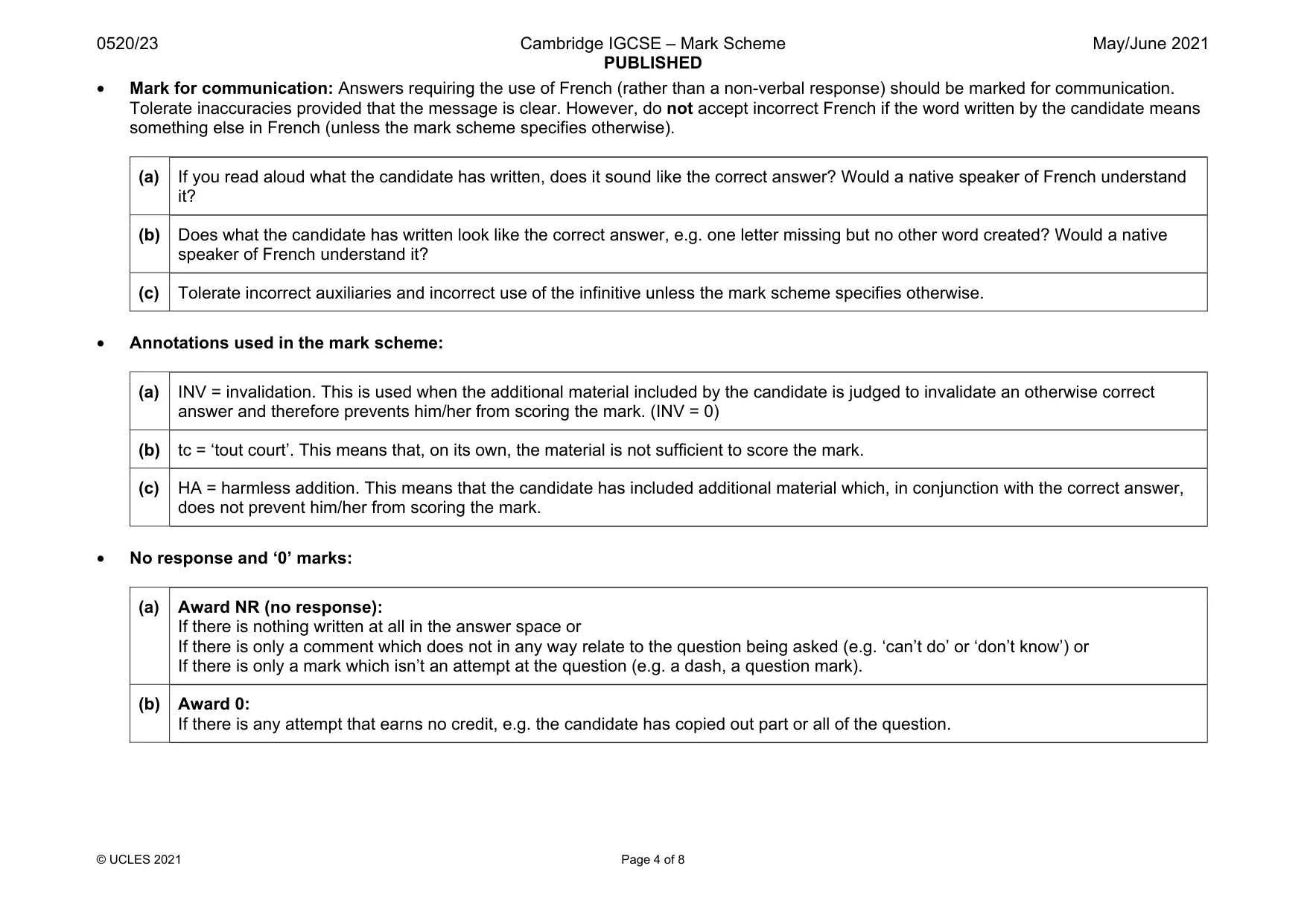 Mark scheme, page 4 of 8