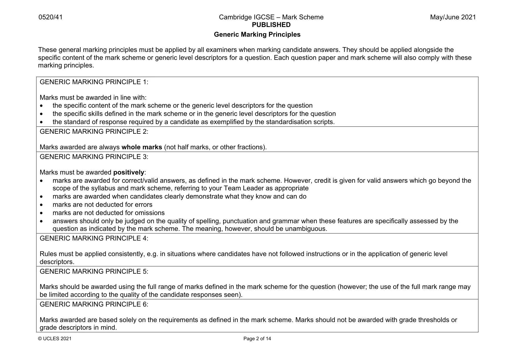 Mark scheme, page 2 of 14