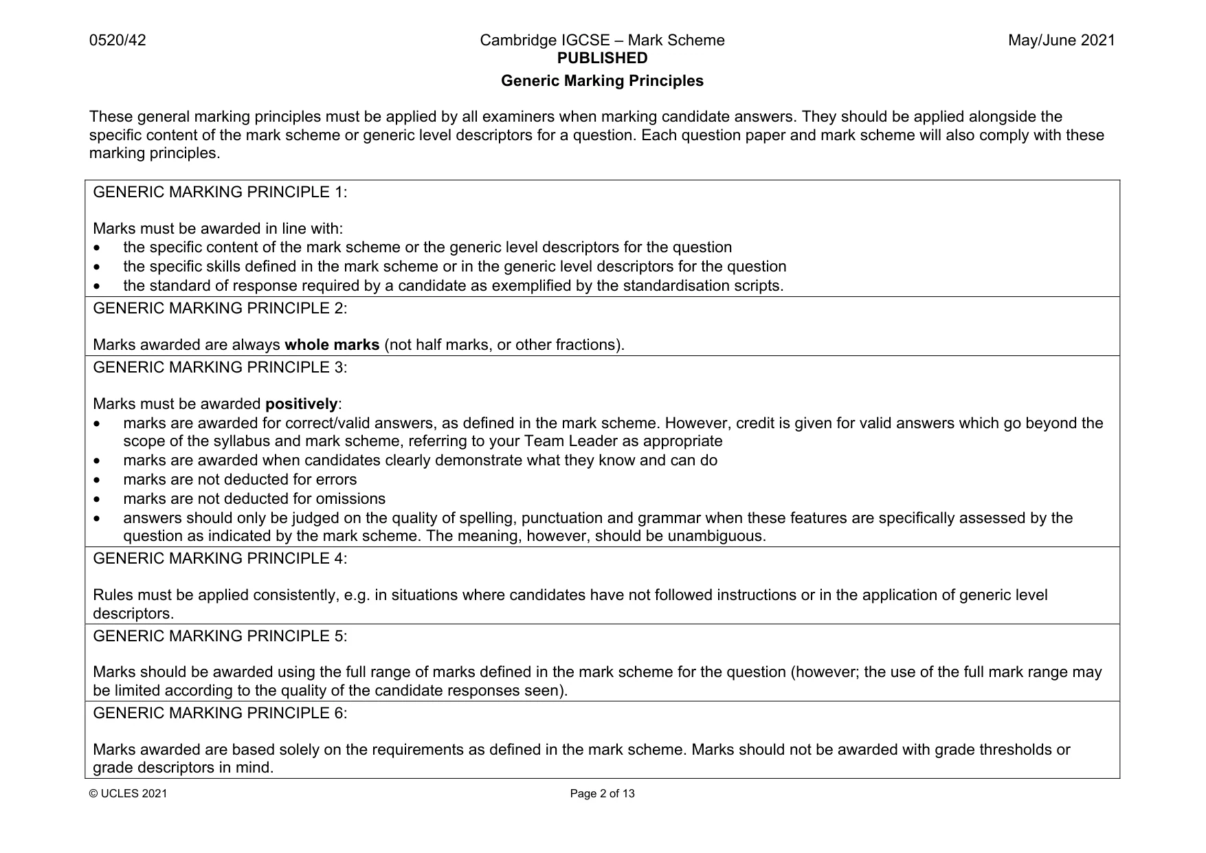 Mark scheme, page 2 of 13