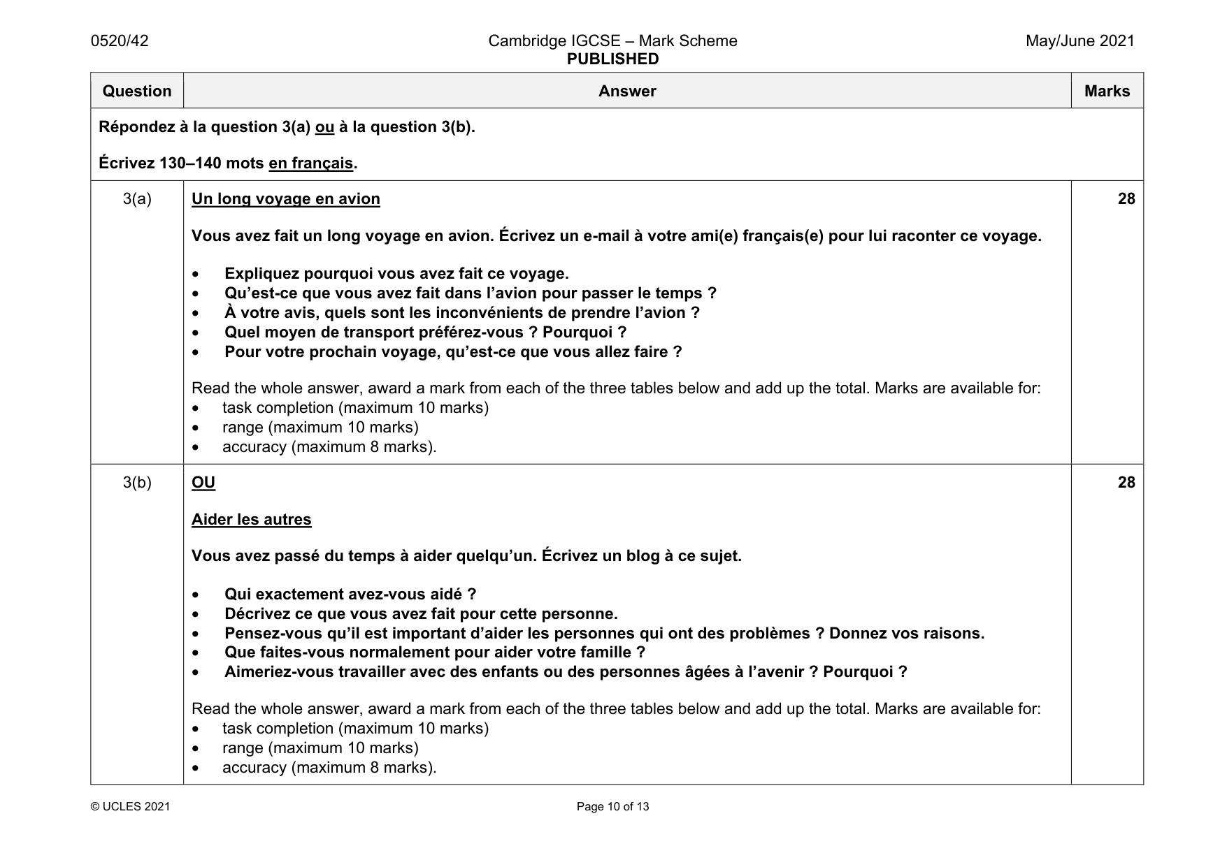 Mark scheme, page 10 of 13
