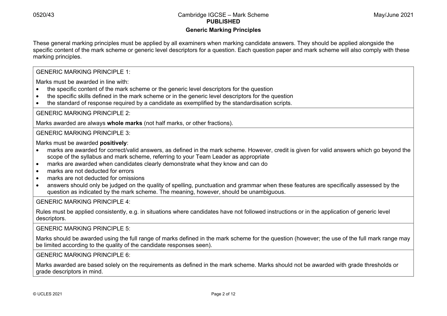 Mark scheme, page 2 of 12