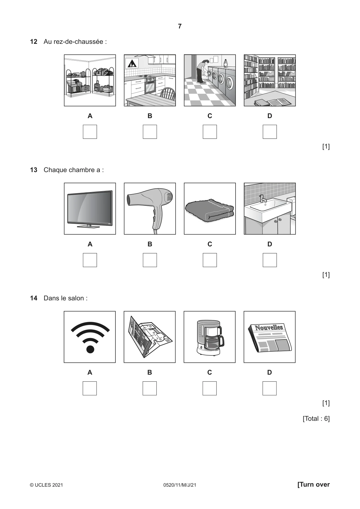 Cambridge IGCSE French - Foreign Language 0520 2021 May/June Paper 1 · Variant 1 question paper, page 7 of 16