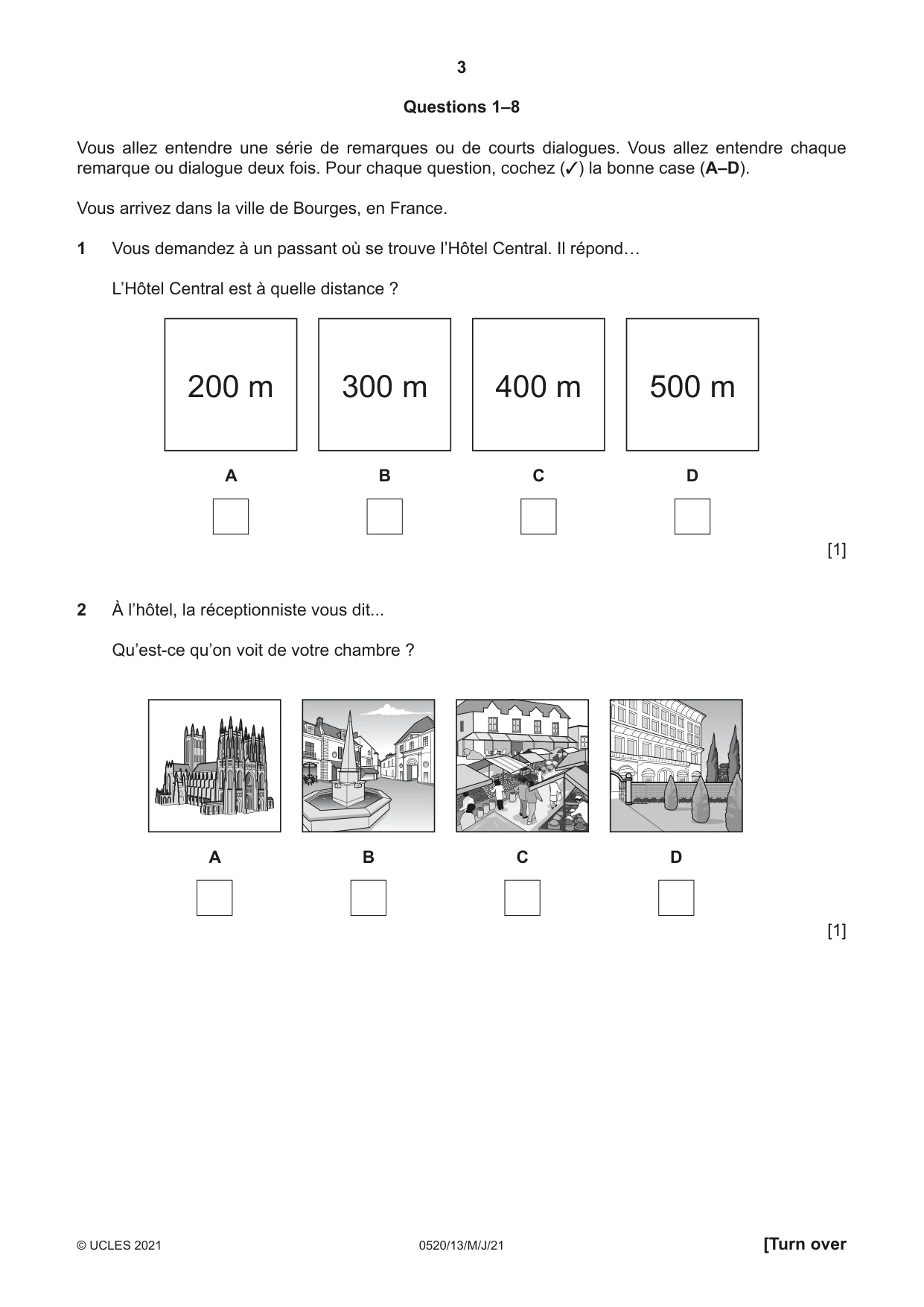 Cambridge IGCSE French - Foreign Language 0520 2021 May/June Paper 1 · Variant 3 question paper, page 3 of 16