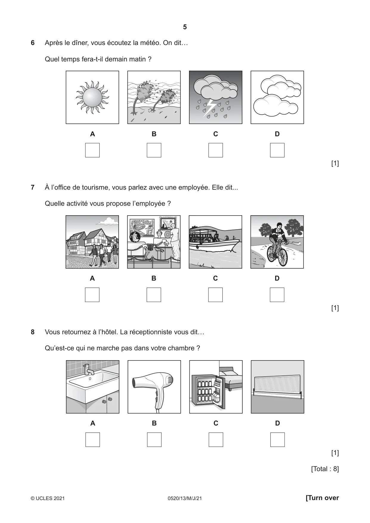 Cambridge IGCSE French - Foreign Language 0520 2021 May/June Paper 1 · Variant 3 question paper, page 5 of 16