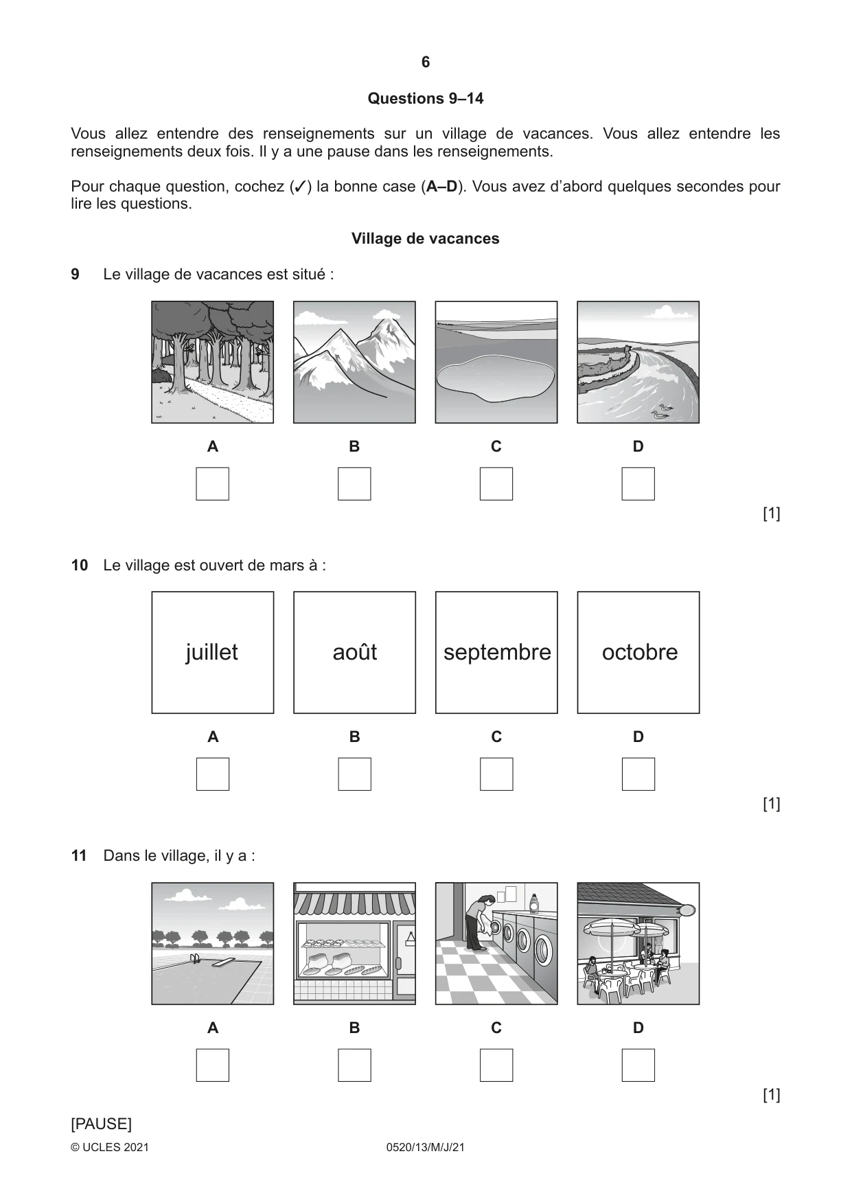 Cambridge IGCSE French - Foreign Language 0520 2021 May/June Paper 1 · Variant 3 question paper, page 6 of 16