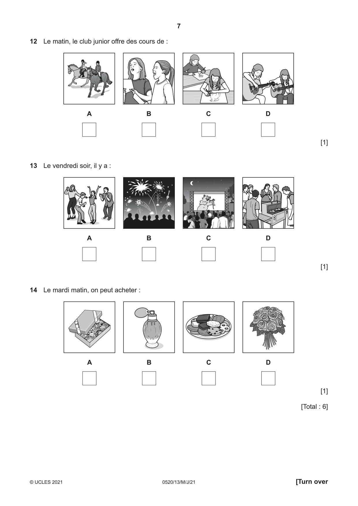 Cambridge IGCSE French - Foreign Language 0520 2021 May/June Paper 1 · Variant 3 question paper, page 7 of 16