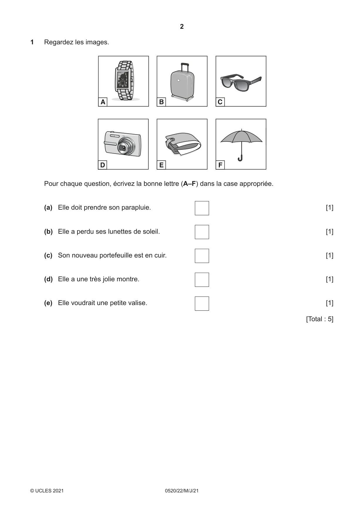 Cambridge IGCSE French - Foreign Language 0520 2021 May/June Paper 2 · Variant 2 question paper, page 2 of 12