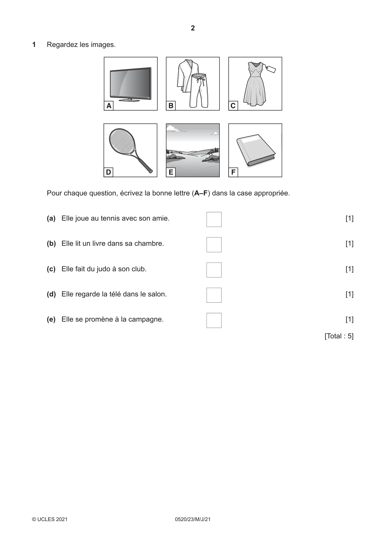 Cambridge IGCSE French - Foreign Language 0520 2021 May/June Paper 2 · Variant 3 question paper, page 2 of 12
