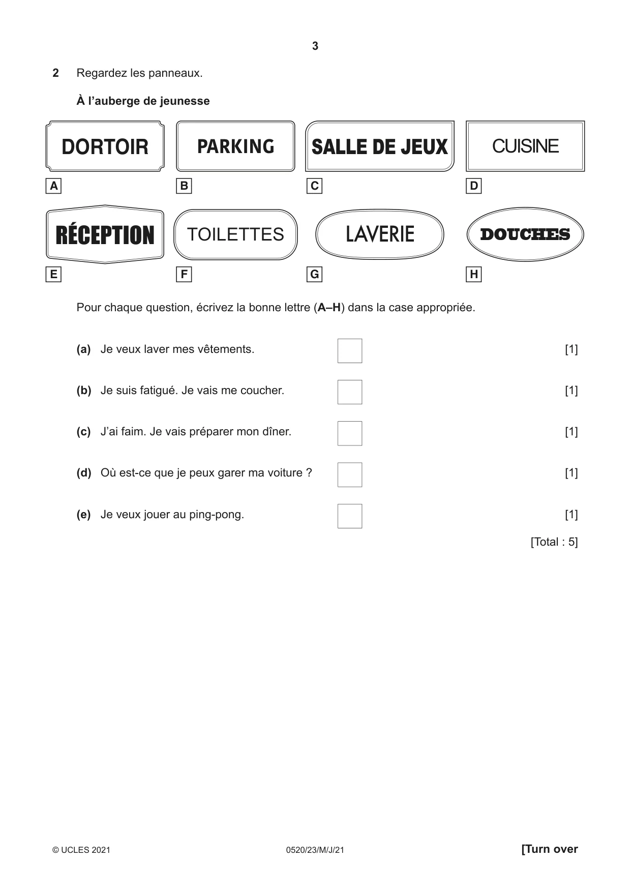 Cambridge IGCSE French - Foreign Language 0520 2021 May/June Paper 2 · Variant 3 question paper, page 3 of 12