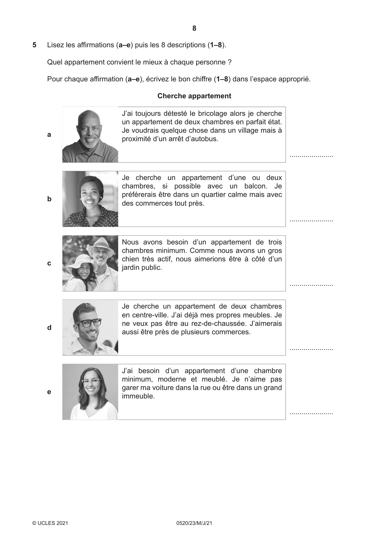 Cambridge IGCSE French - Foreign Language 0520 2021 May/June Paper 2 · Variant 3 question paper, page 8 of 12