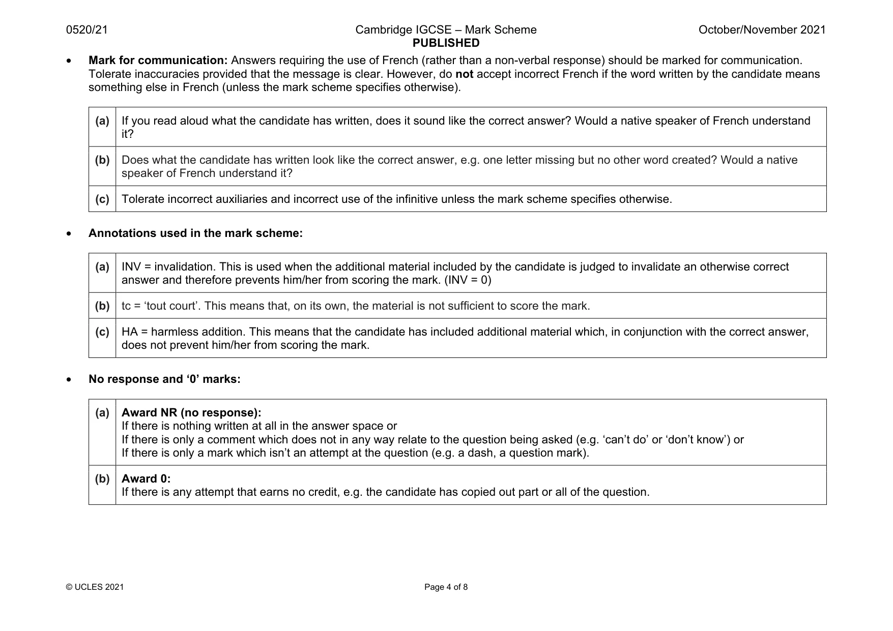 Mark scheme, page 4 of 8
