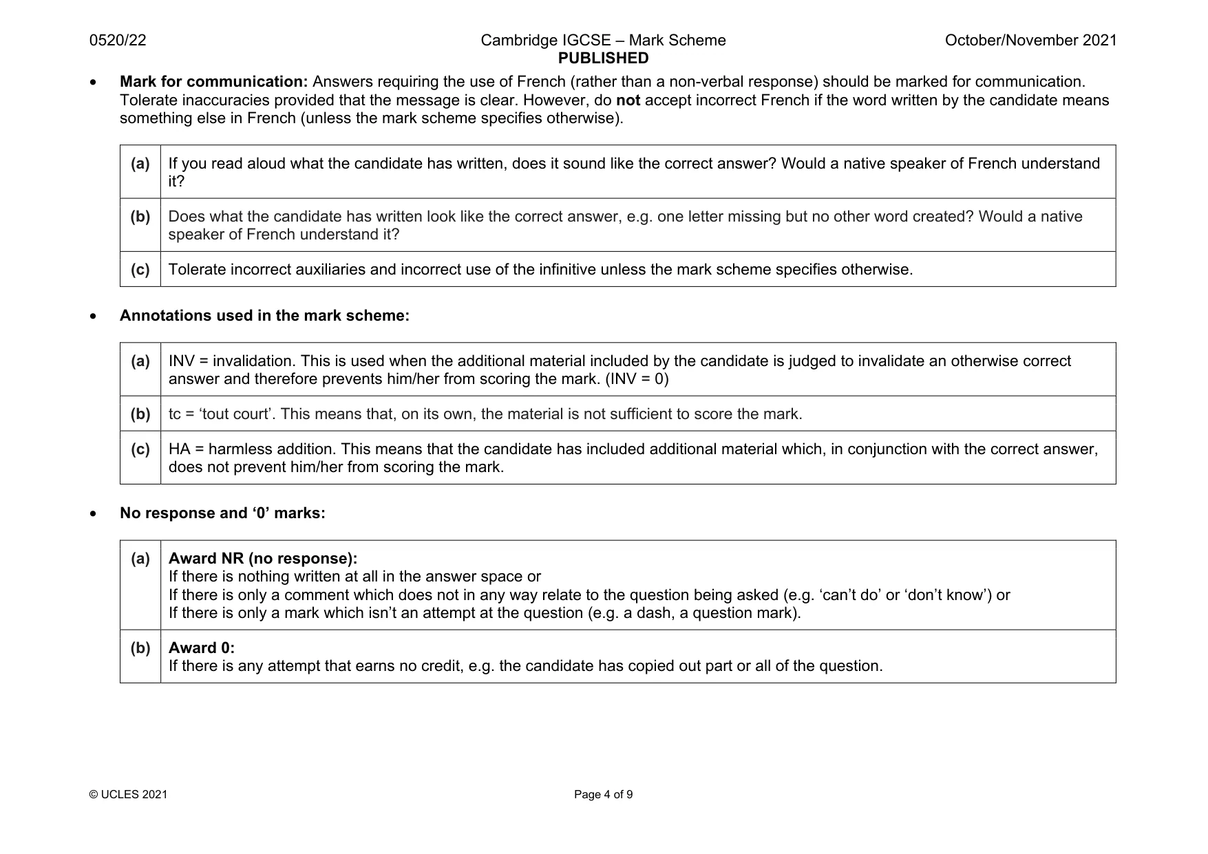 Mark scheme, page 4 of 9