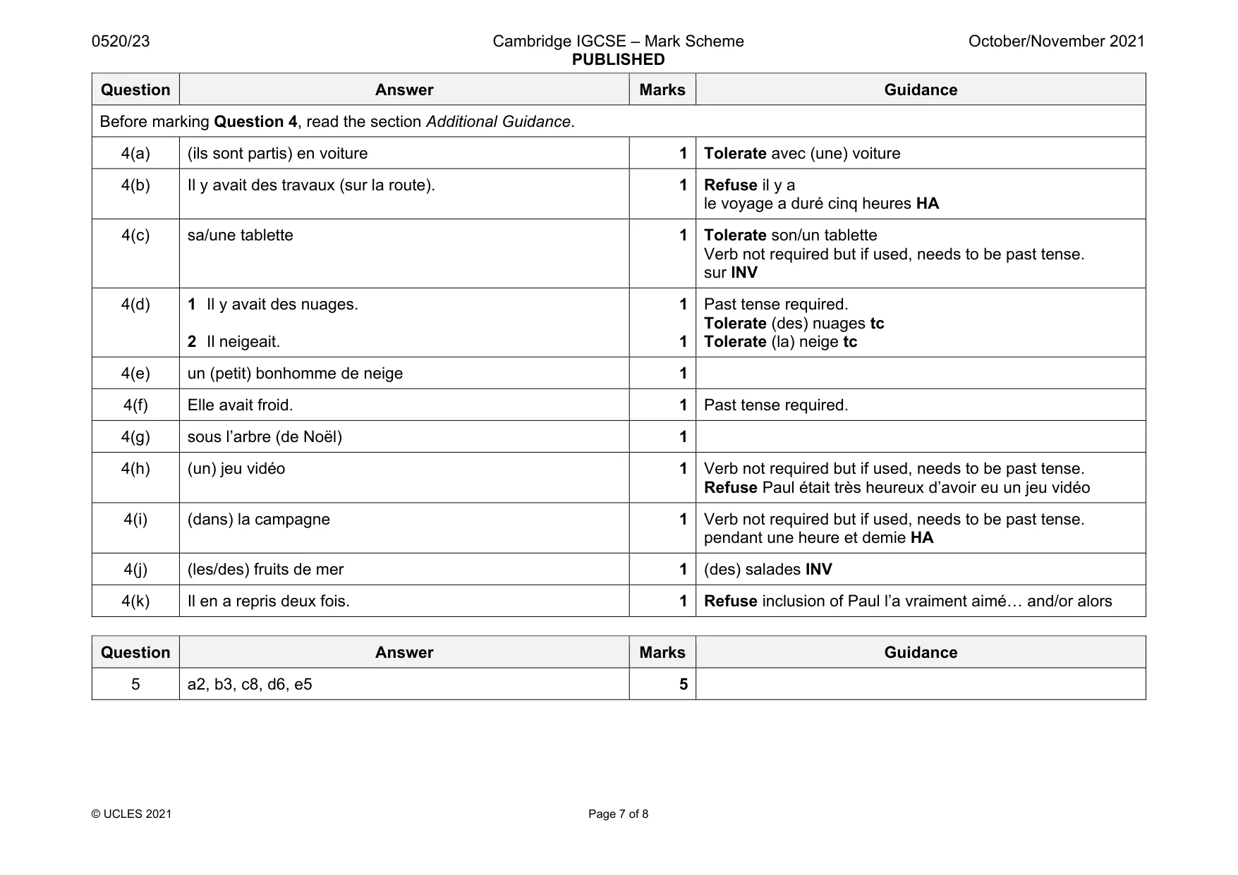 Mark scheme, page 7 of 8