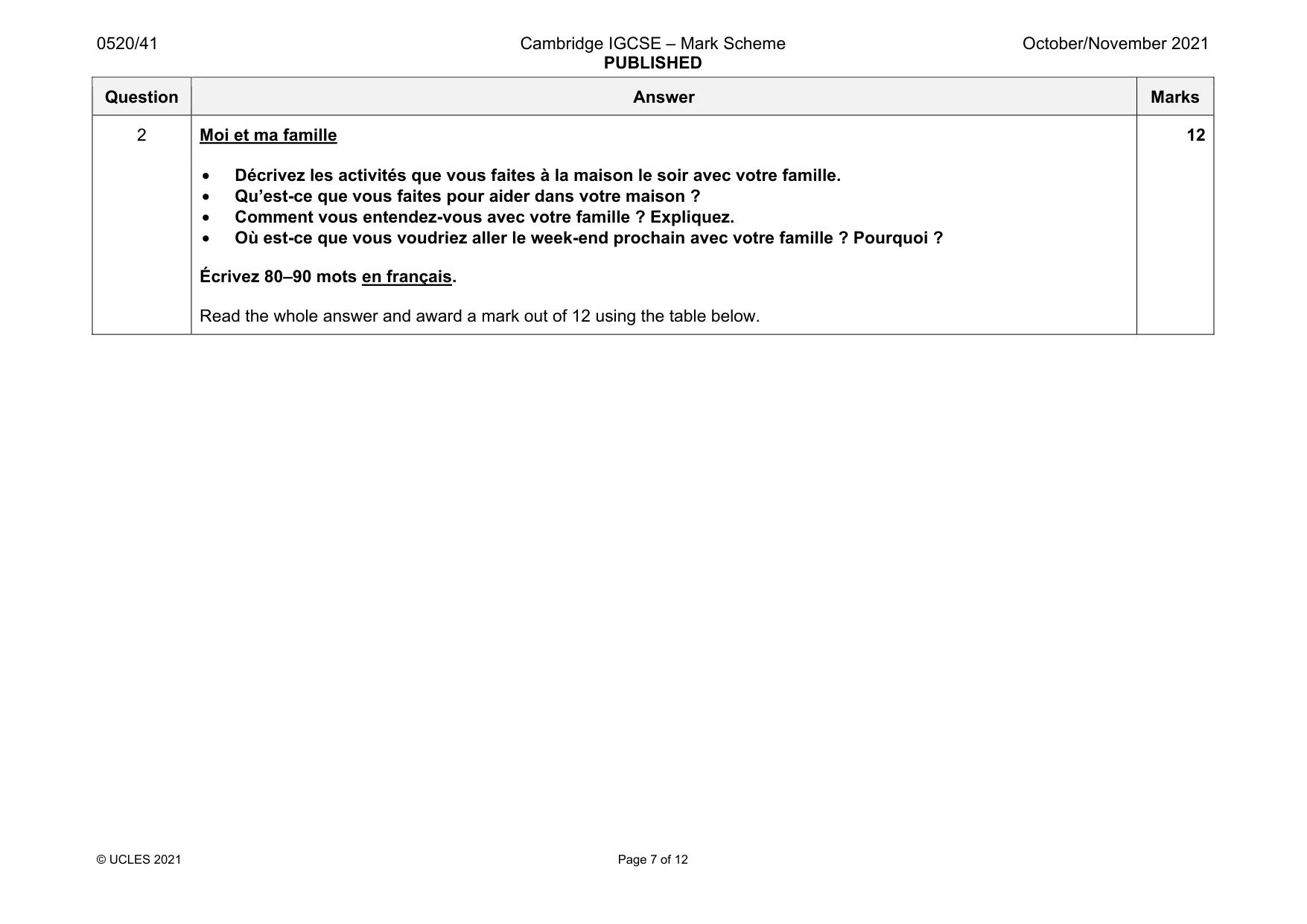 Mark scheme, page 7 of 12