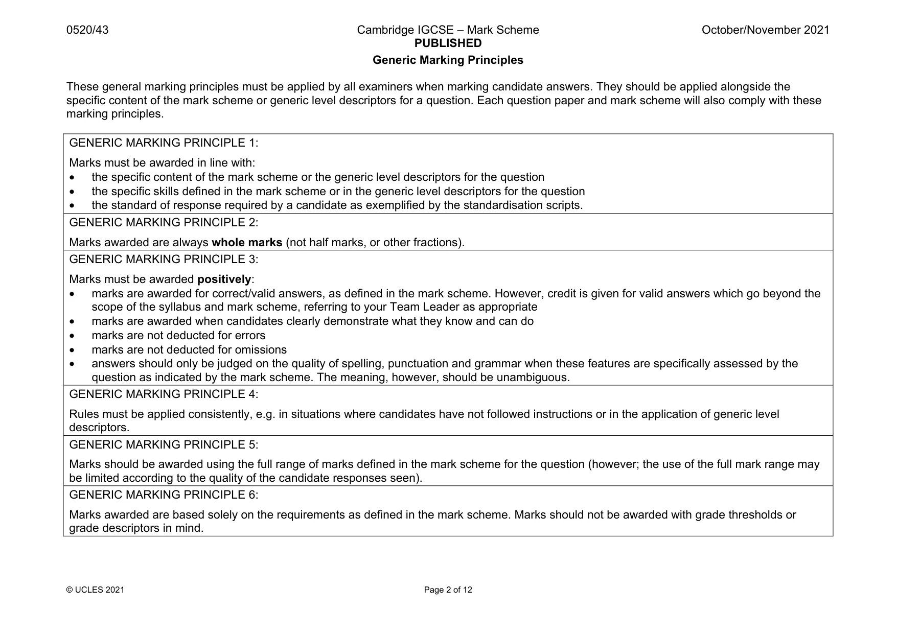 Mark scheme, page 2 of 12