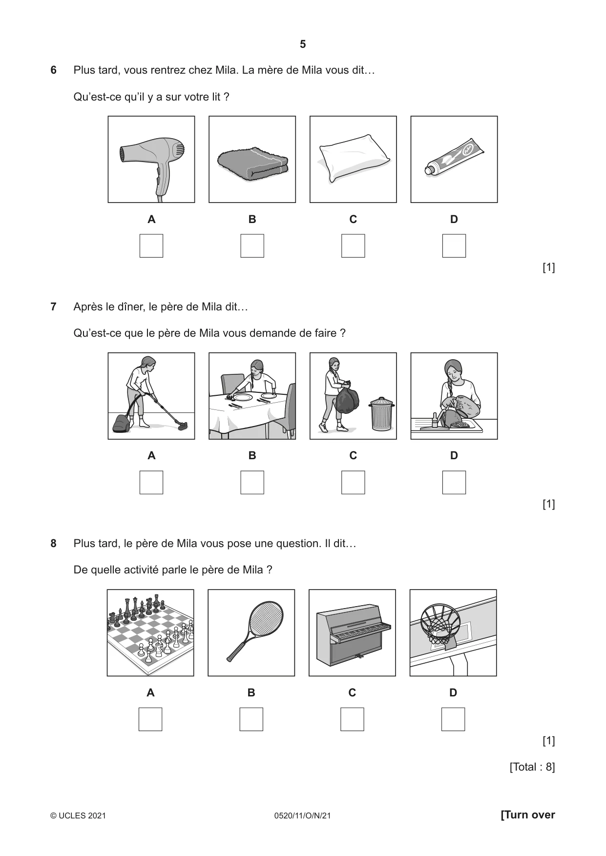 Cambridge IGCSE French - Foreign Language 0520 2021 Oct/Nov Paper 1 · Variant 1 question paper, page 5 of 16