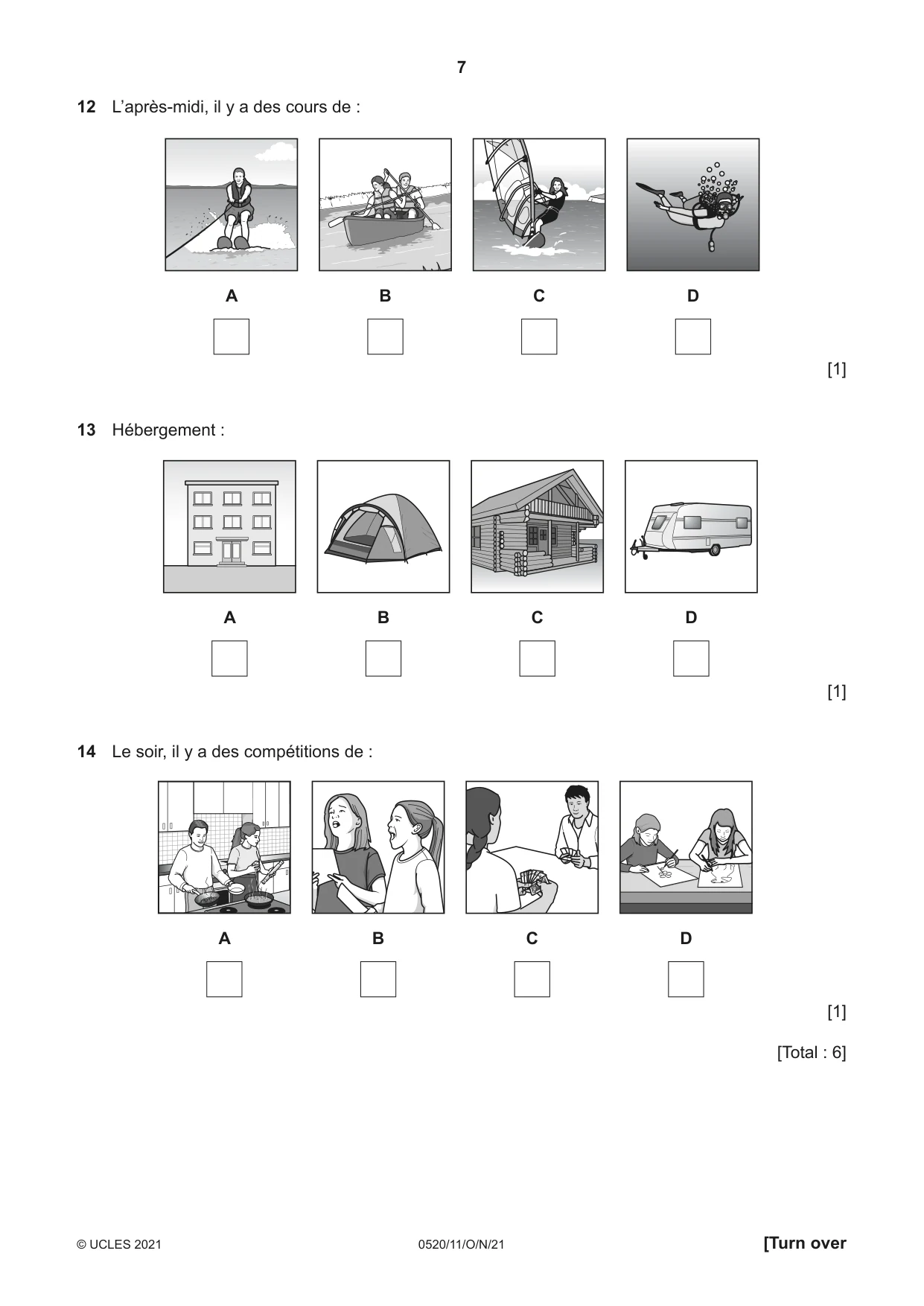 Cambridge IGCSE French - Foreign Language 0520 2021 Oct/Nov Paper 1 · Variant 1 question paper, page 7 of 16